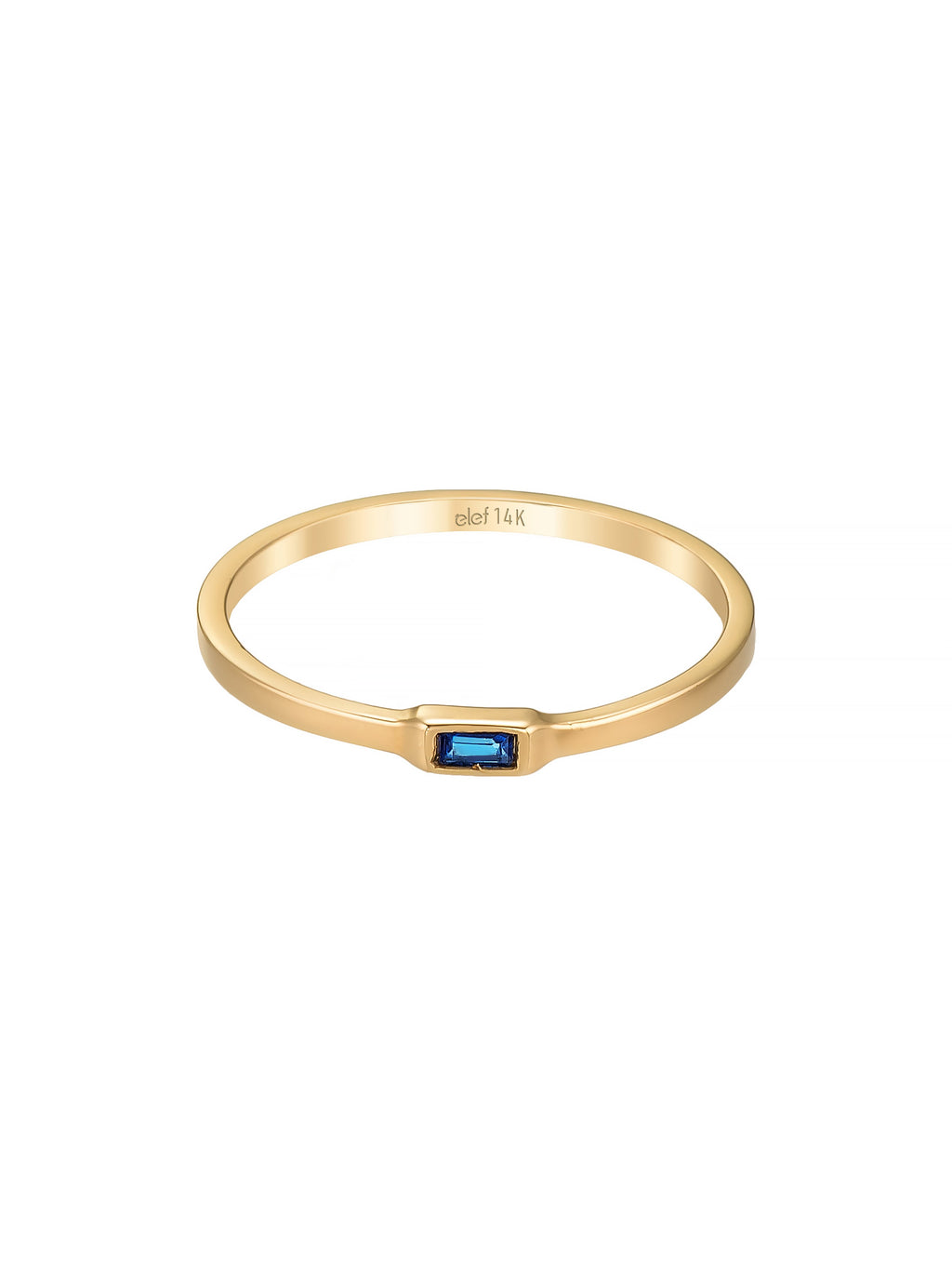 Baget Safir Rengi Taşlı Minimal 14K Altın Yüzük - Elef Kuyumculuk