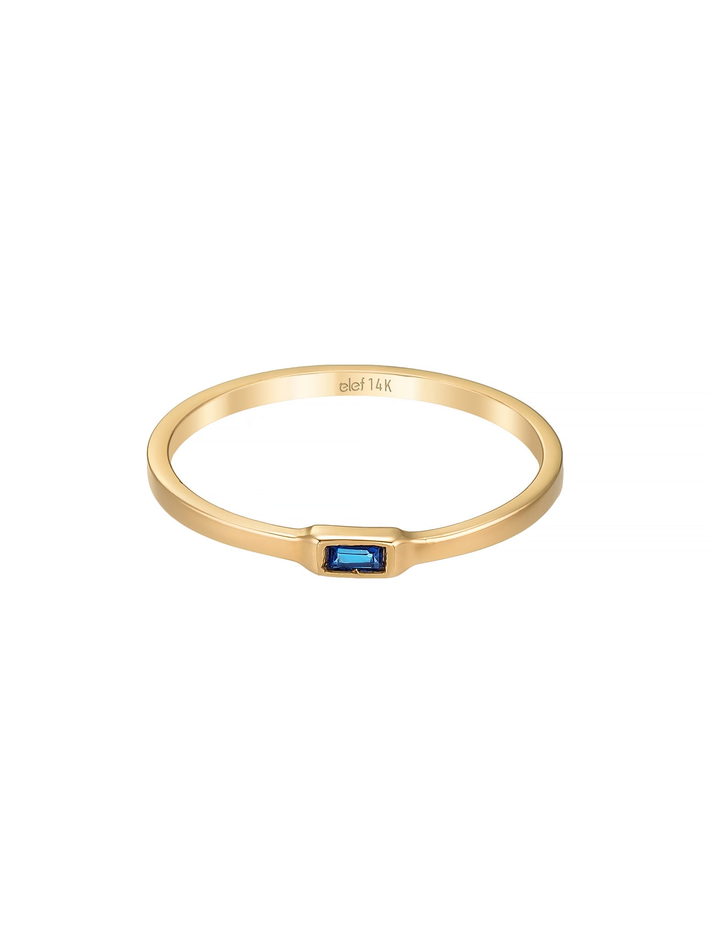 Baget Safir Rengi Taşlı Minimal 14K Altın Yüzük - Elef Kuyumculuk