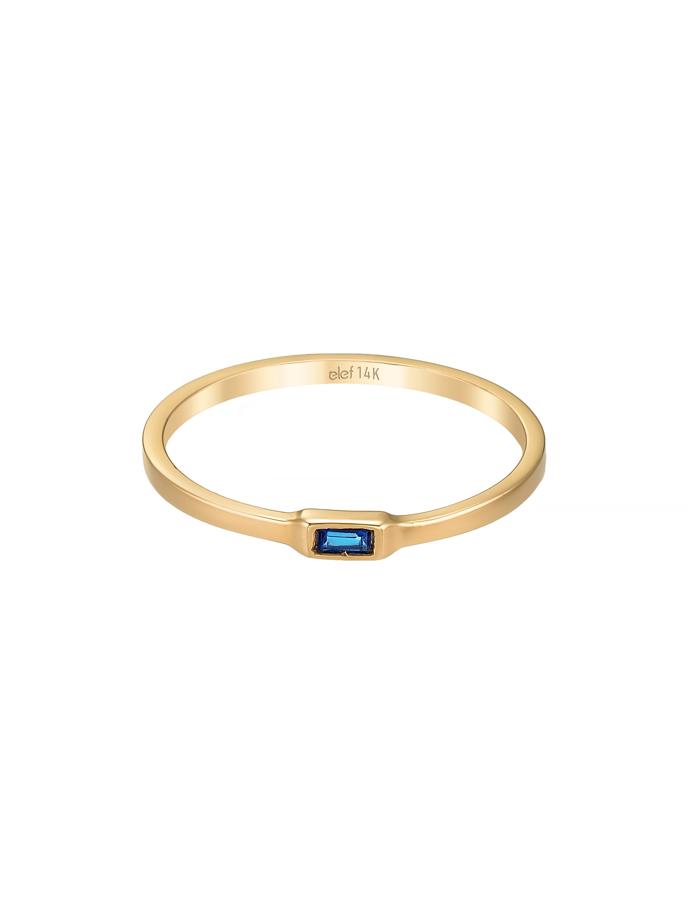 Baget Safir Rengi Taşlı Minimal 14K Altın Yüzük - Elef Kuyumculuk