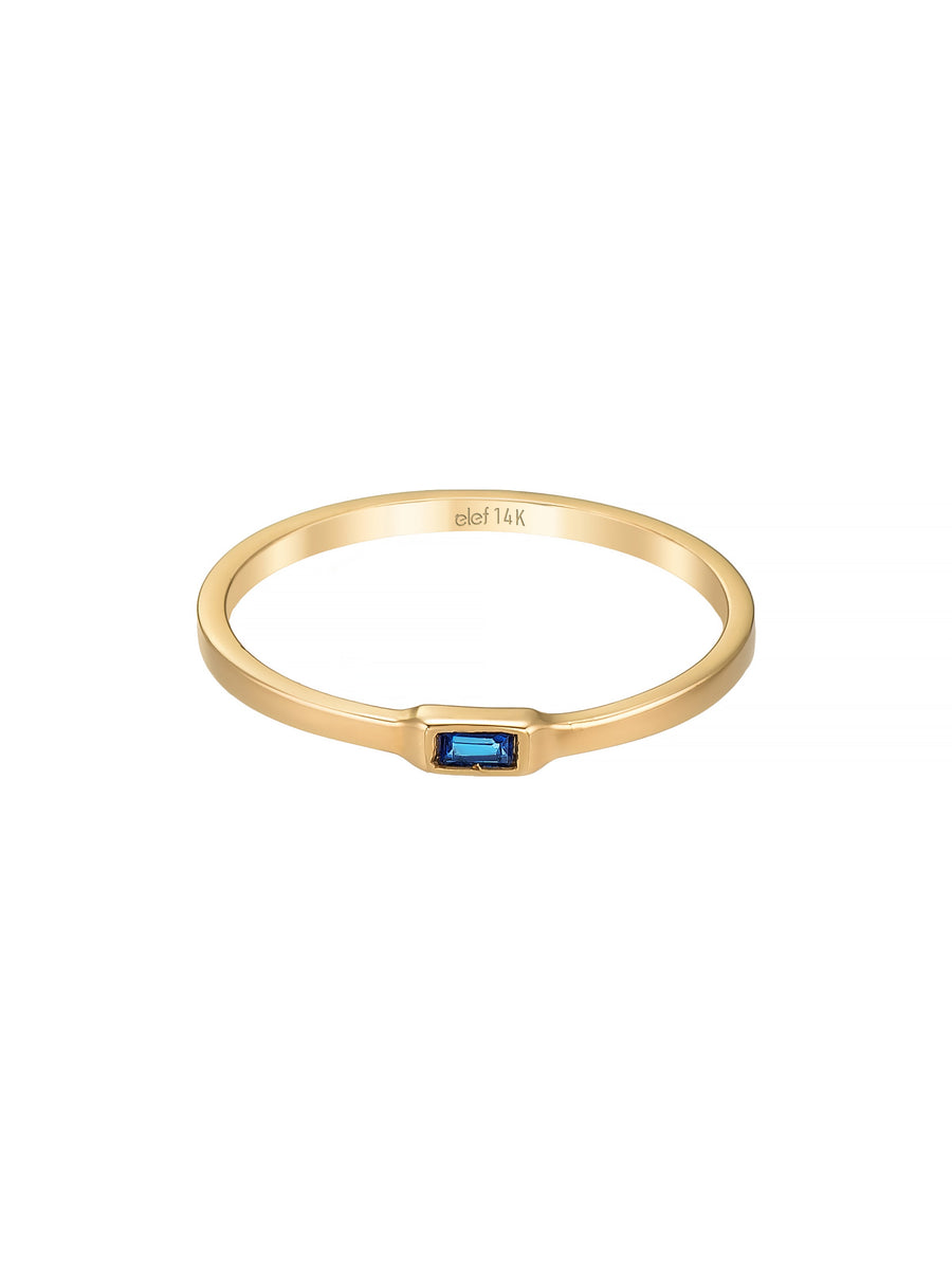 Baget Safir Rengi Taşlı Minimal 14K Altın Yüzük