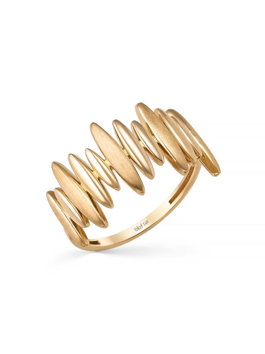 Oval Dizilimli Modern 14K Altın Yüzük
