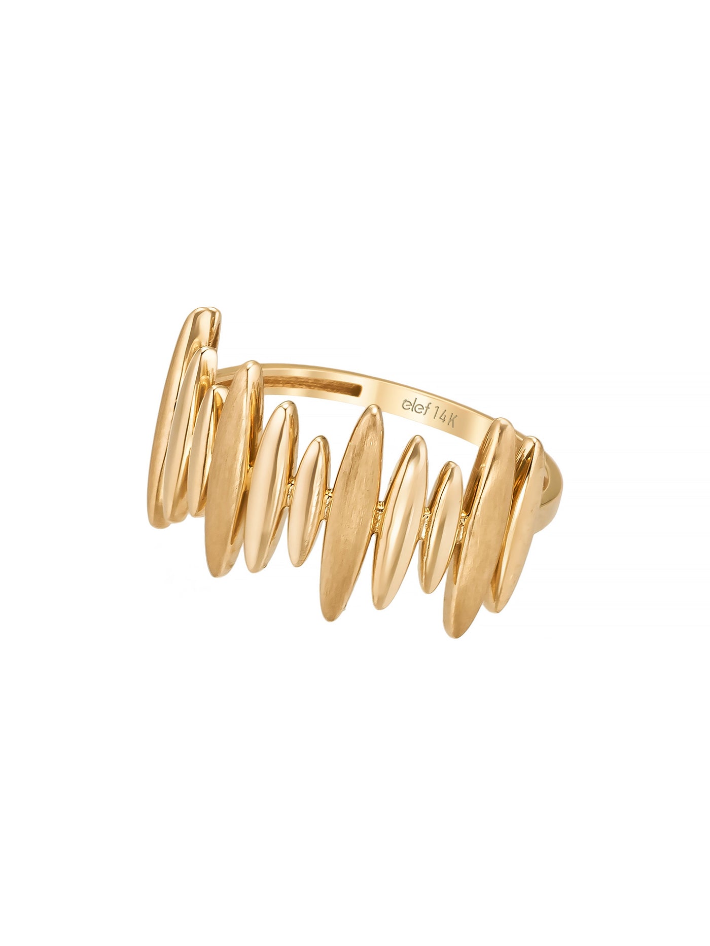 Oval Dizilimli Modern 14K Altın Yüzük - Elef Kuyumculuk