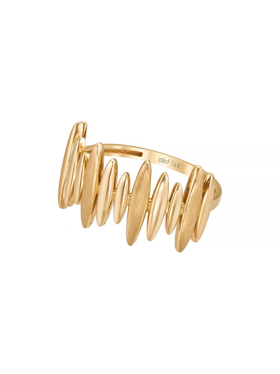 Oval Dizilimli Modern 14K Altın Yüzük