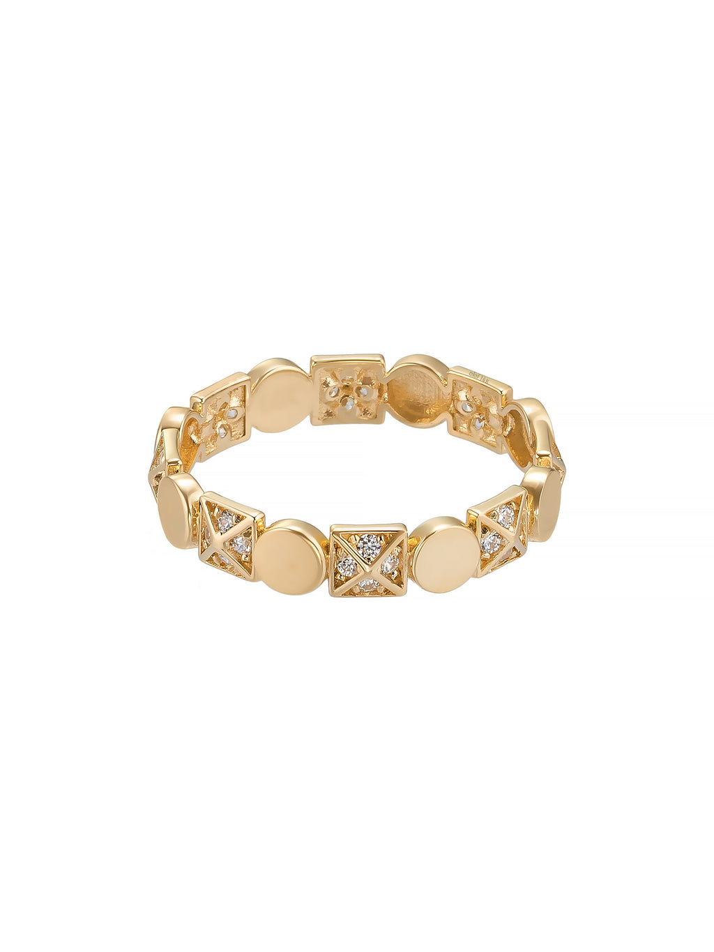 Geometrik Sıralı Modern 14K Altın Yüzük - Elef Kuyumculuk