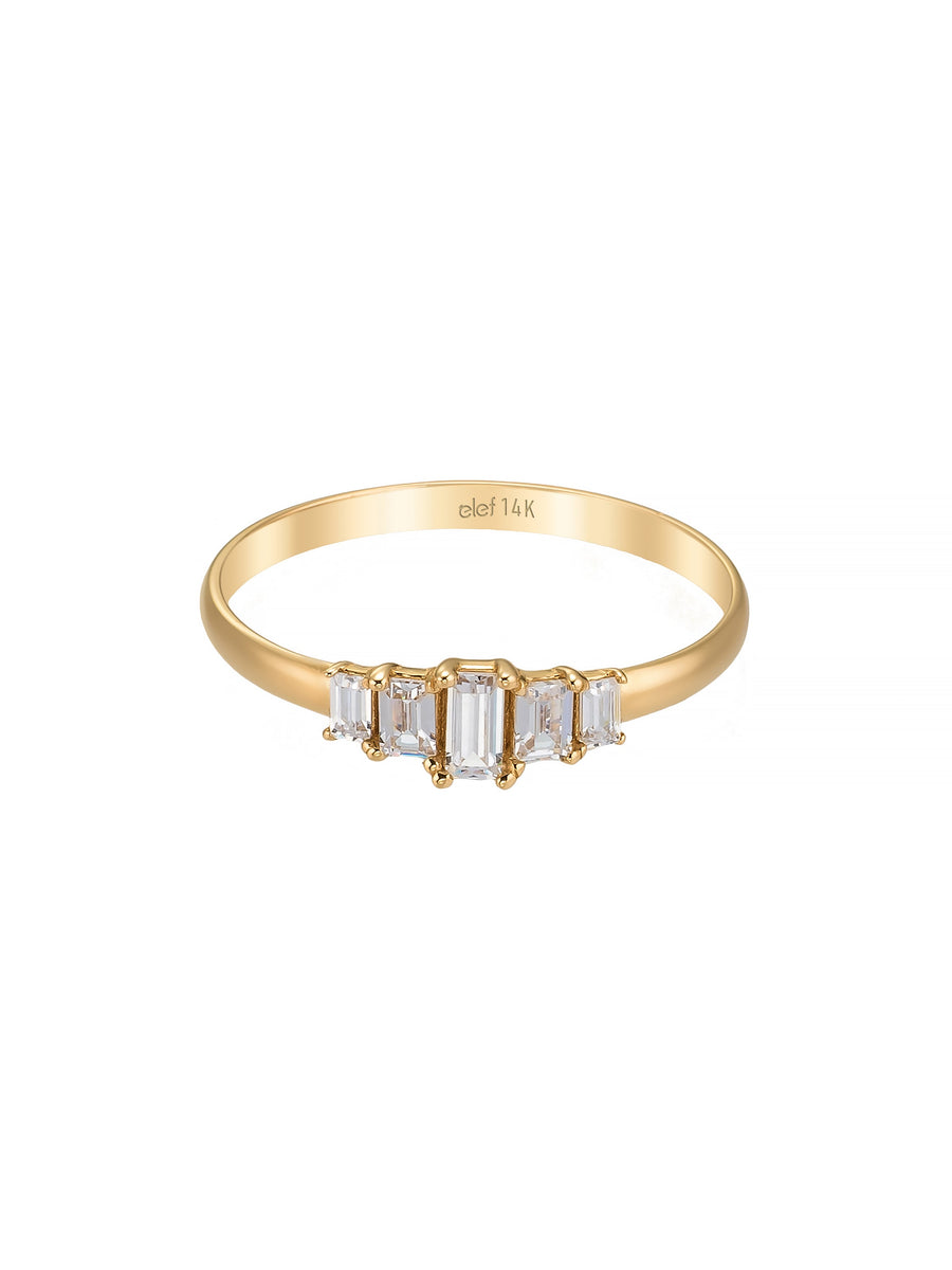 Baget Taşlı Modern 14K Altın Yüzük
