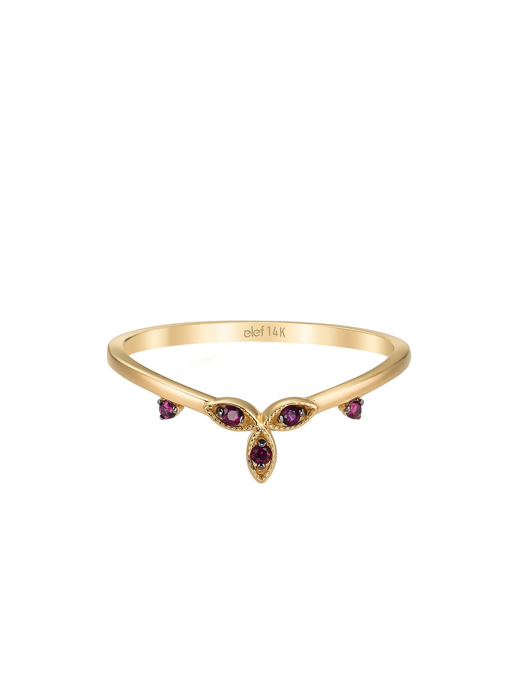 Gotik Yakut Rengi Taşlı Vintage 14K Altın Yüzük - Elef Kuyumculuk