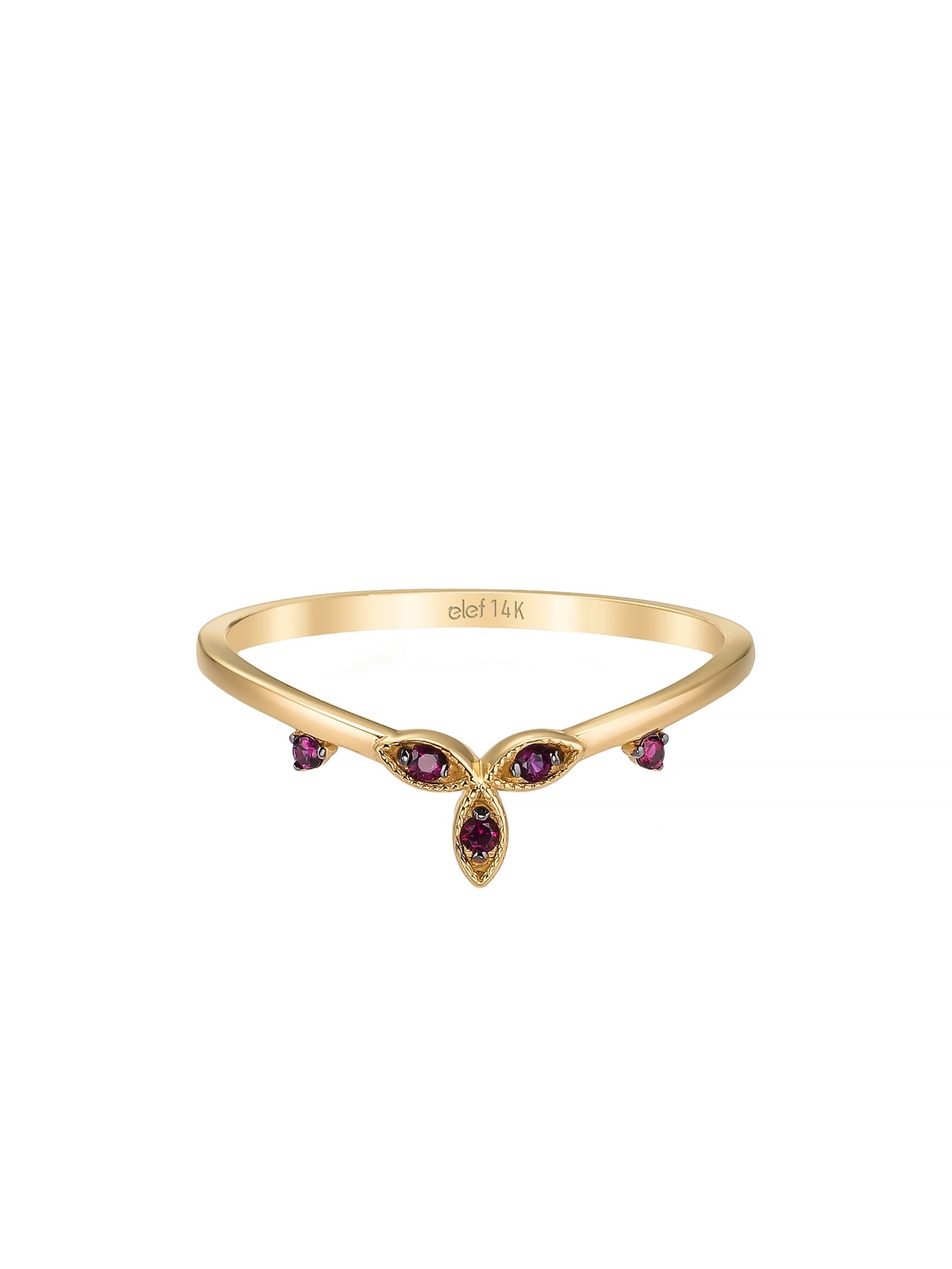 Gotik Yakut Rengi Taşlı Vintage 14K Altın Yüzük - Elef Kuyumculuk