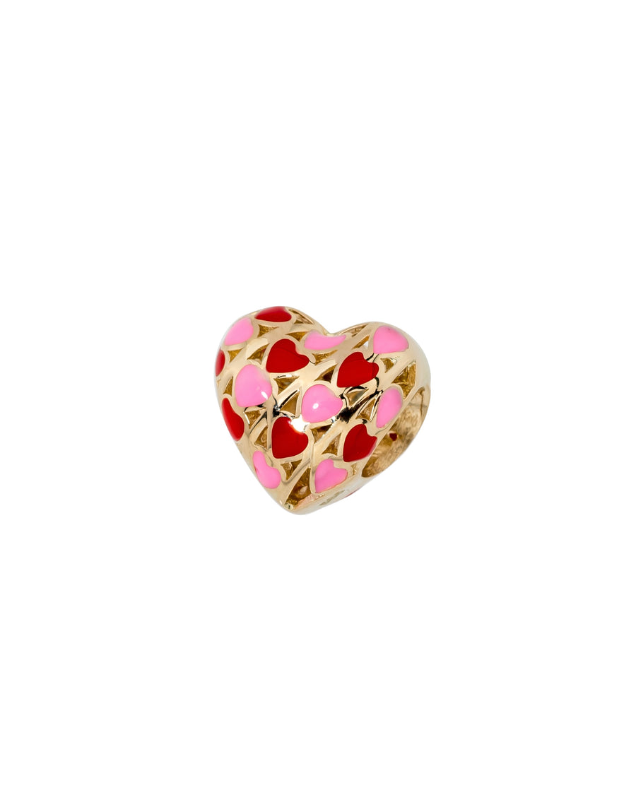 Kalp Formlu Çoklu Mine Kalpli 14K Altın Charm