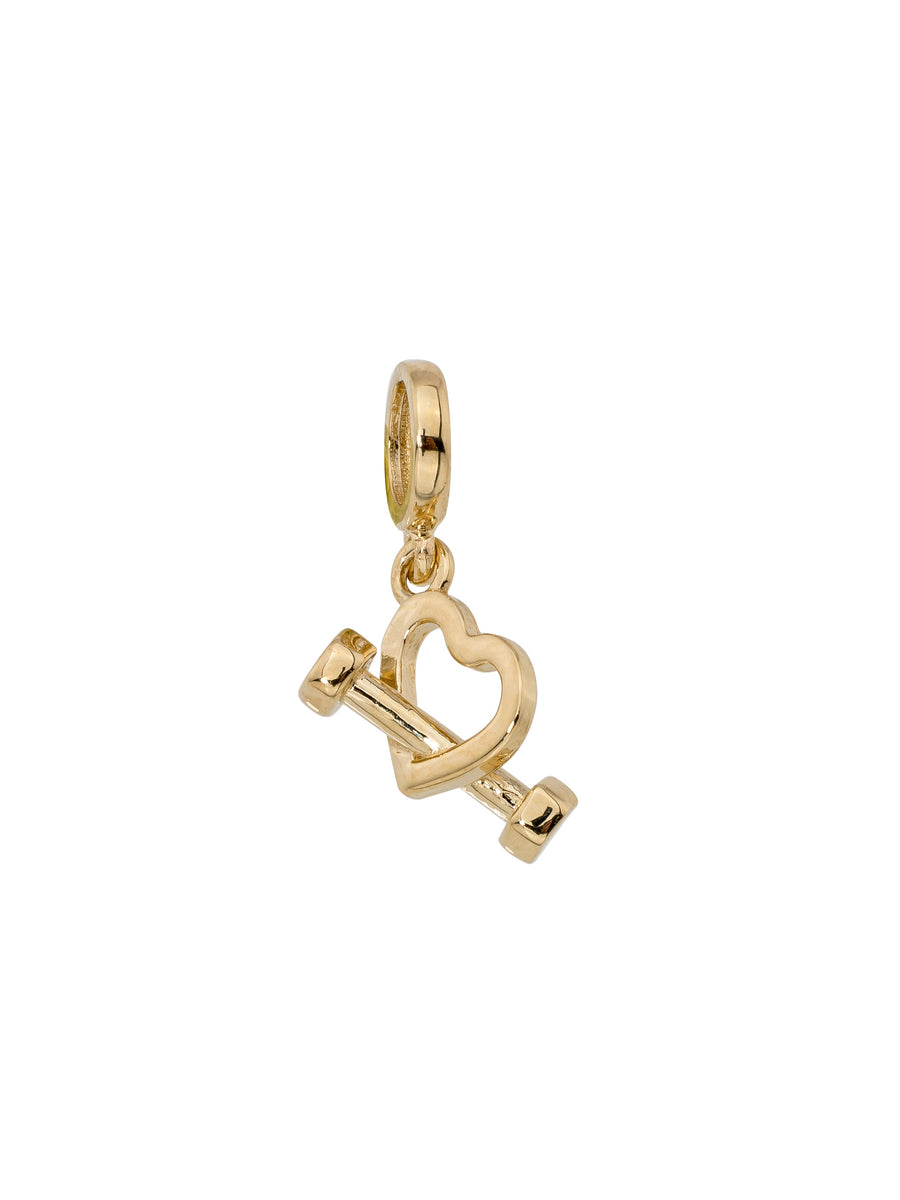 Kalp ve Dumbell Figürlü 14K Altın Charm