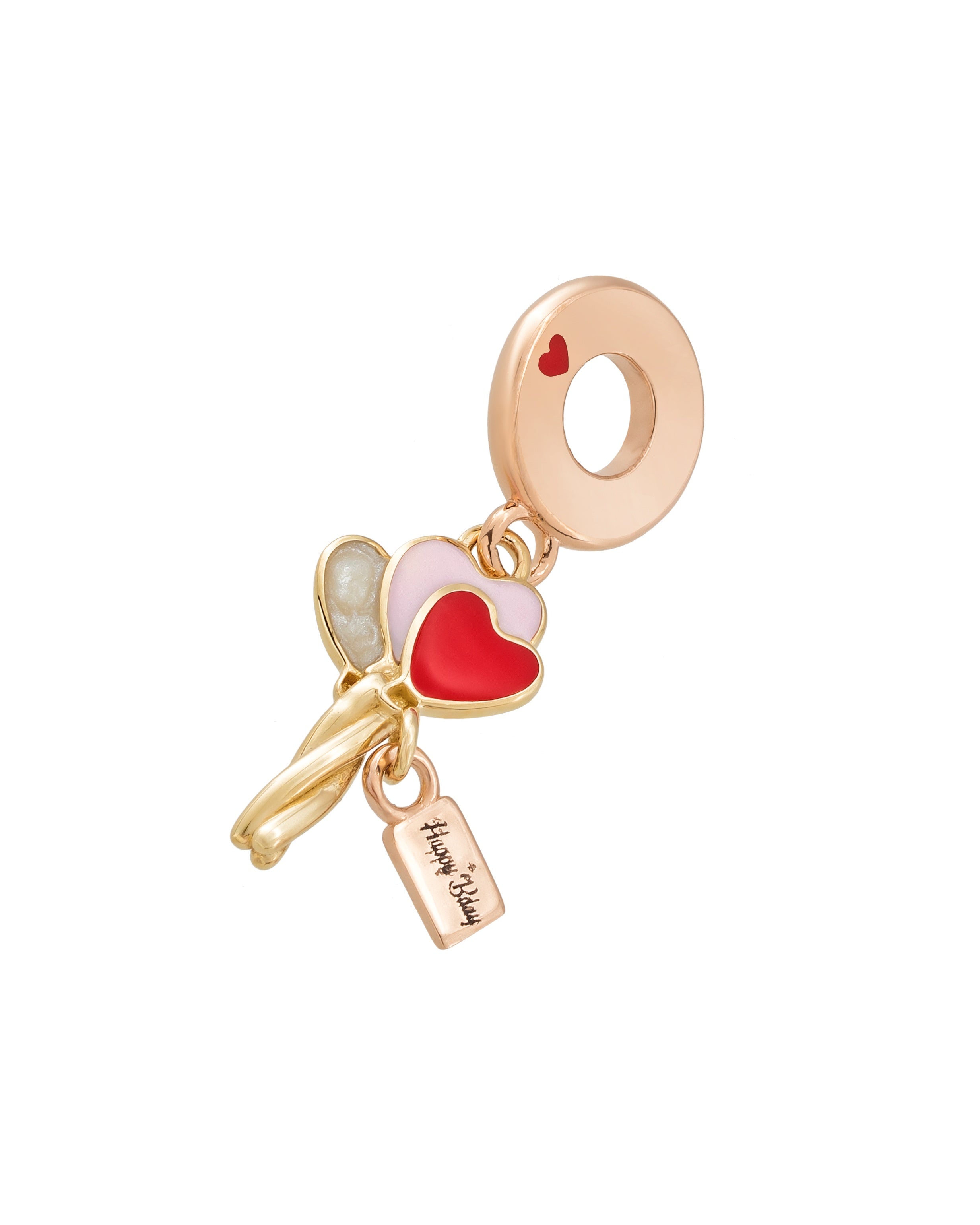 Melek Kanadı ve Kalpli “Hope & Love” Yazılı 14K Altın Charm