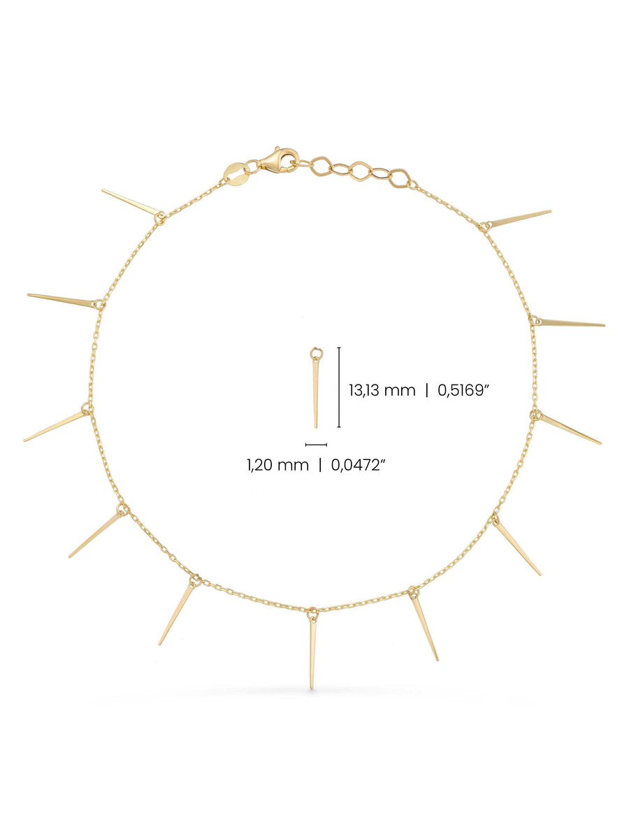 Çubuk Detaylı Modern 14K Altın Halhal