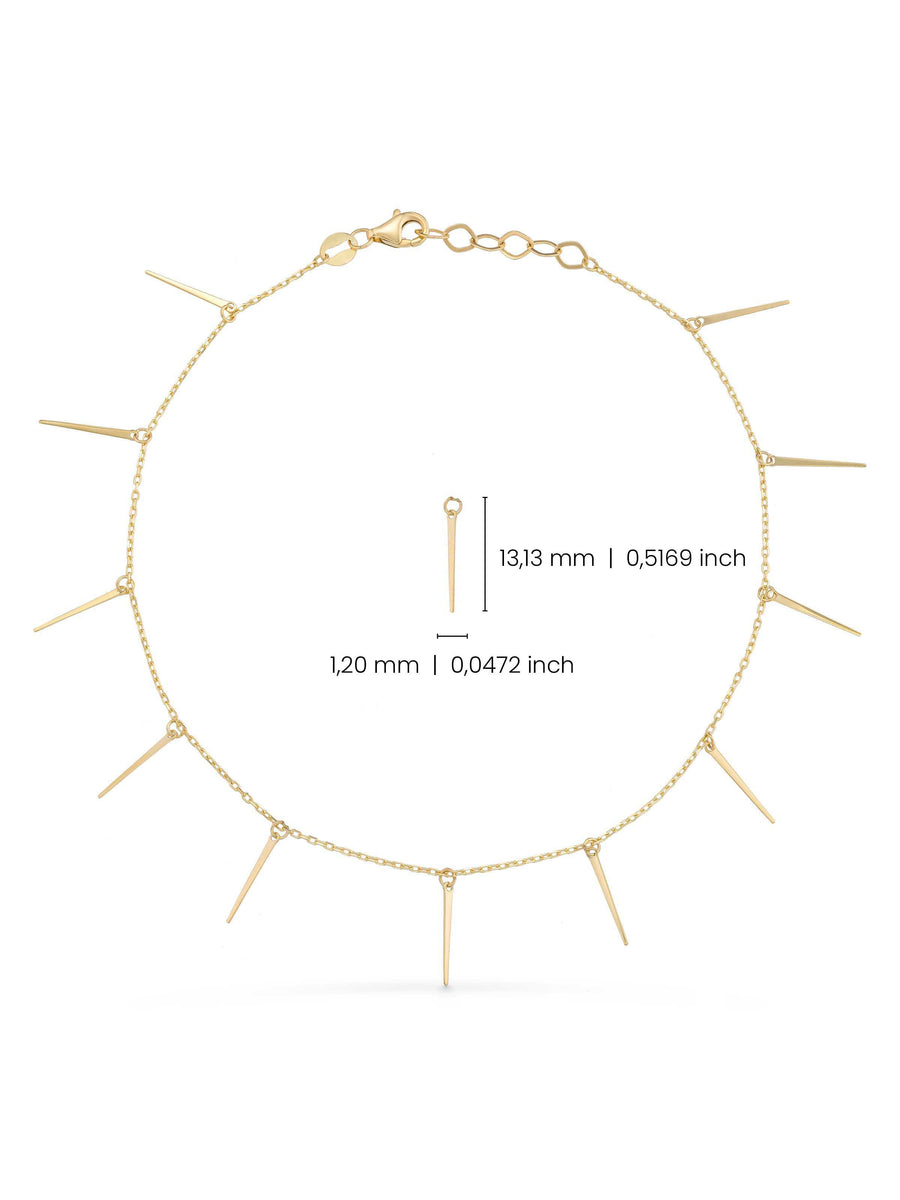Çubuk Detaylı Modern 14K Altın Halhal