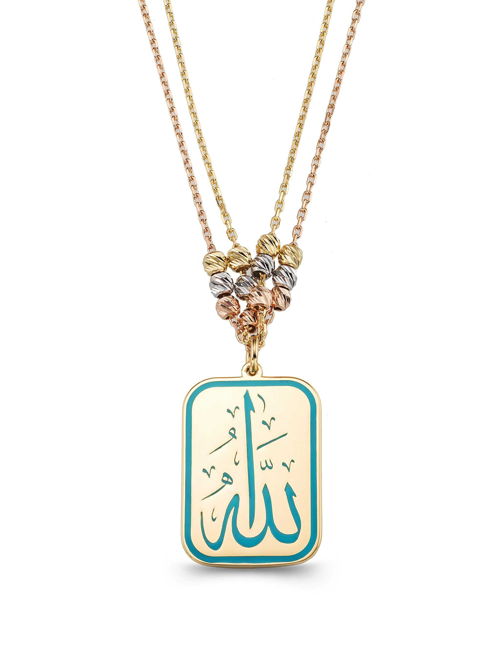 Allah Yazılı Mineli 14K Altın Kolye - Elef Kuyumculuk