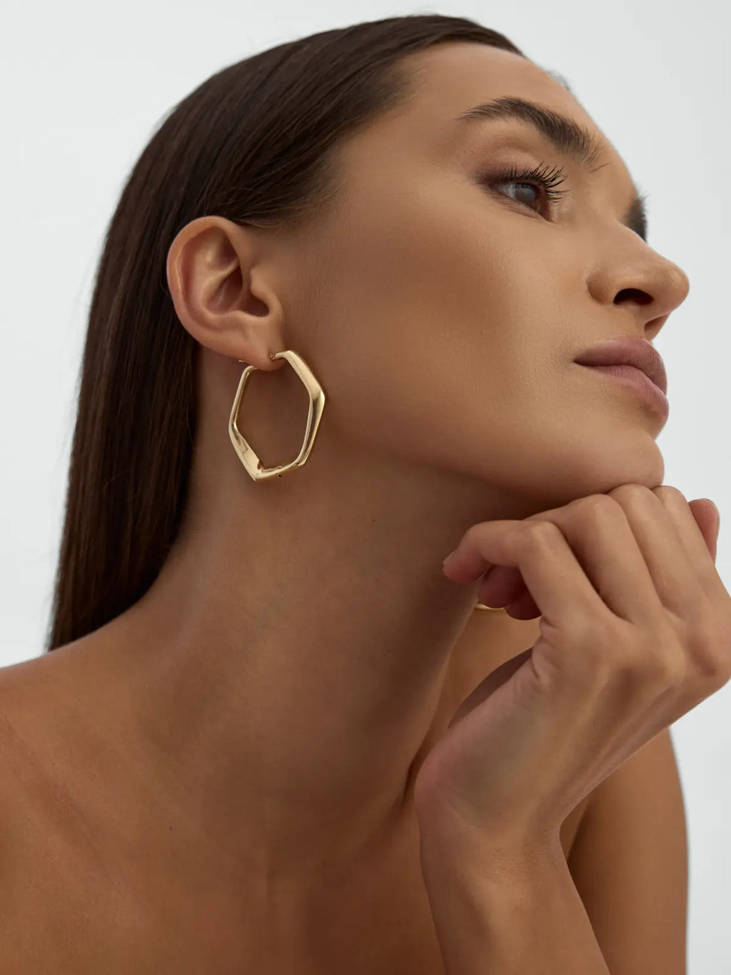 Altıgen Formlu 14K Altın Küpe - Elef Kuyumculuk