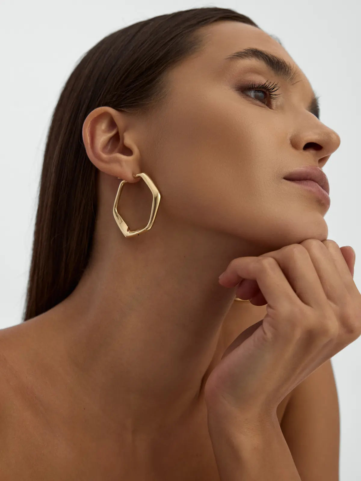 Altıgen Formlu 14K Altın Küpe - Elef Kuyumculuk