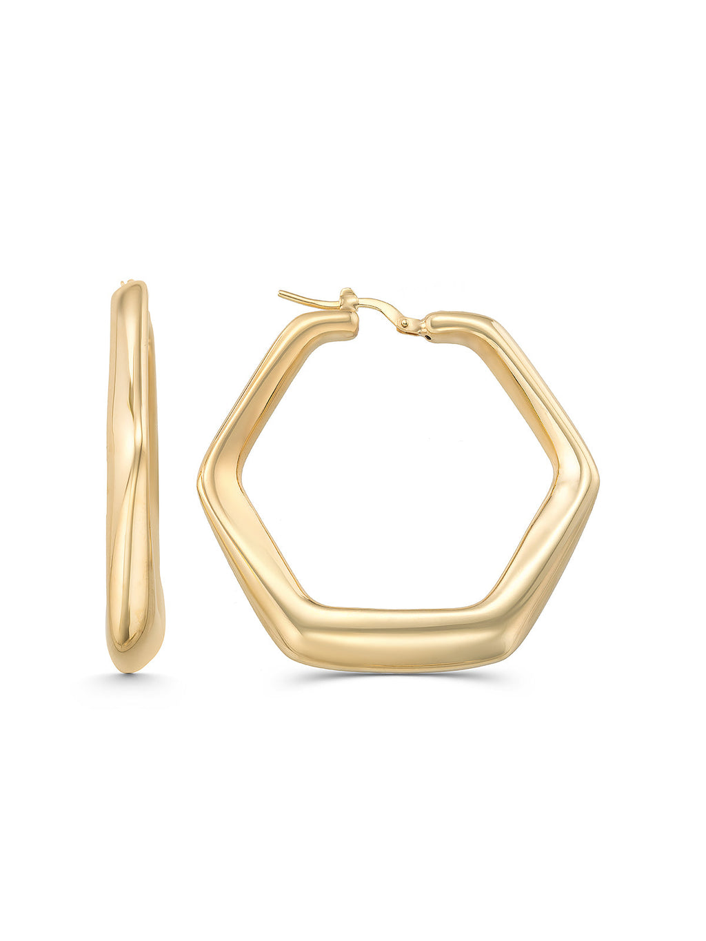 Altıgen Formlu 14K Altın Küpe - Elef Kuyumculuk