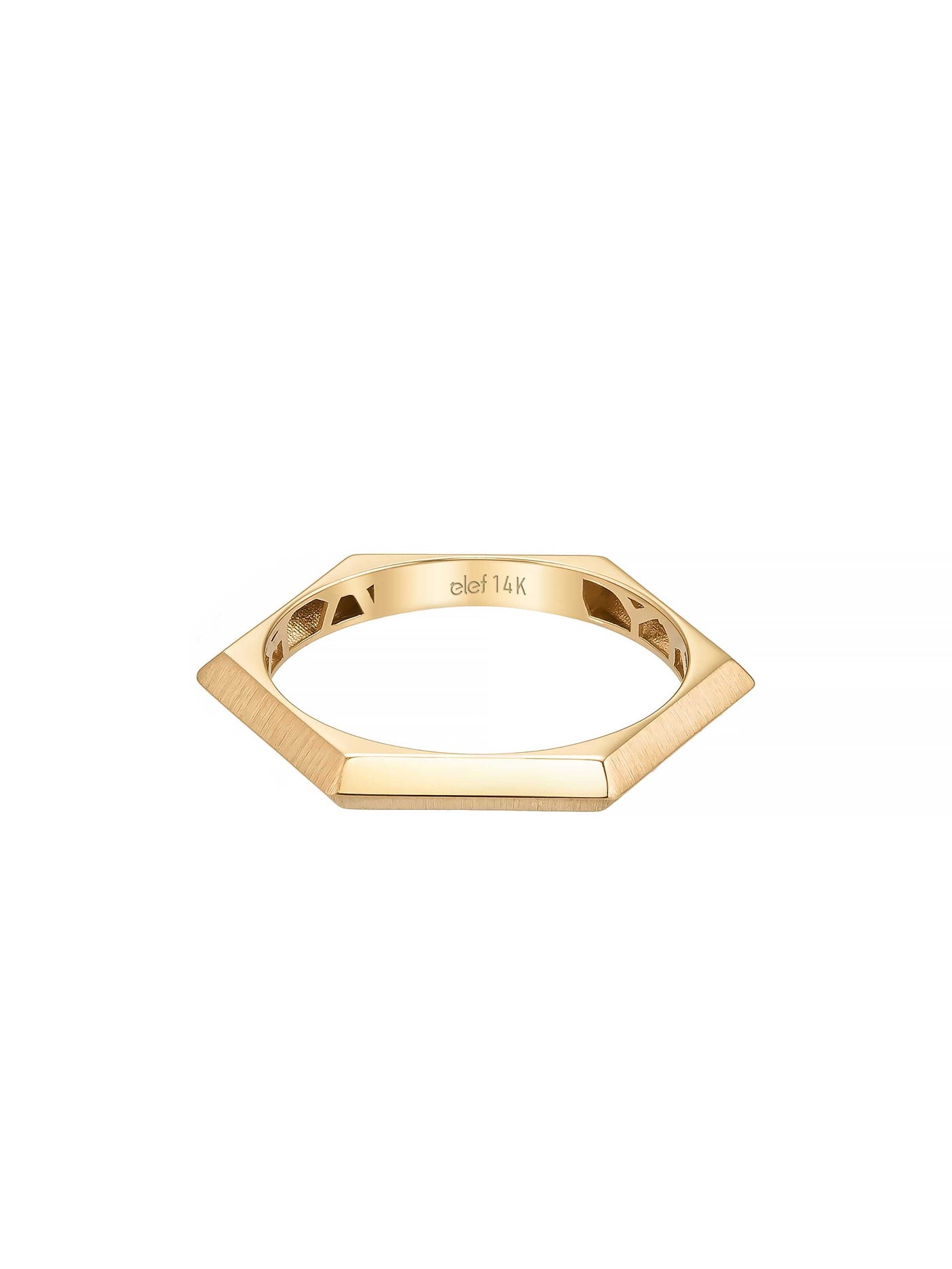 Altıgen Formlu Modern 14K Altın Yüzük - Elef Kuyumculuk