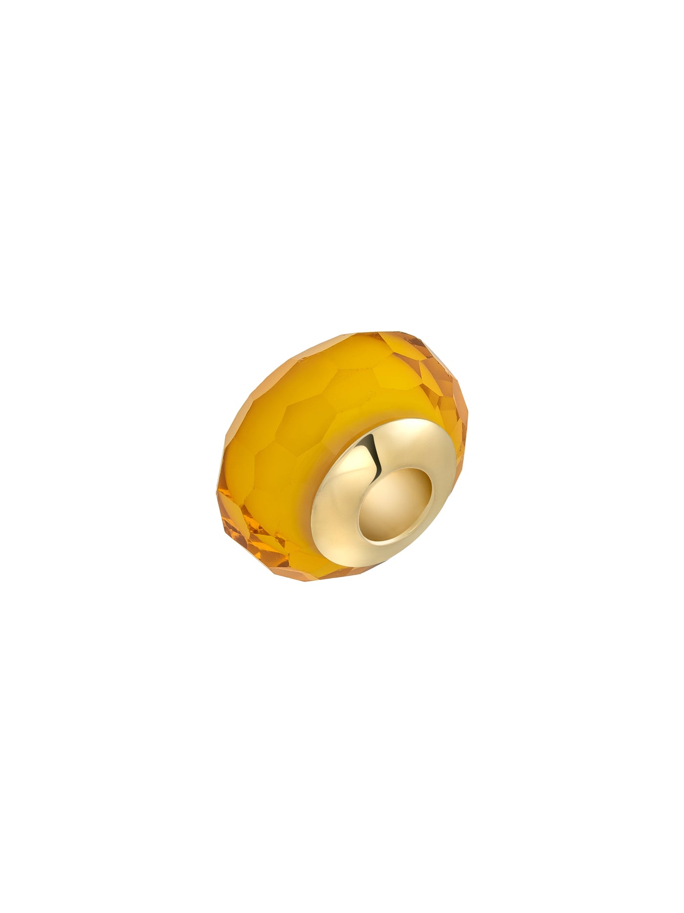 Amber Sarısı Faset Kesim 14K Altın Murano Cam Charm - Elef Kuyumculuk