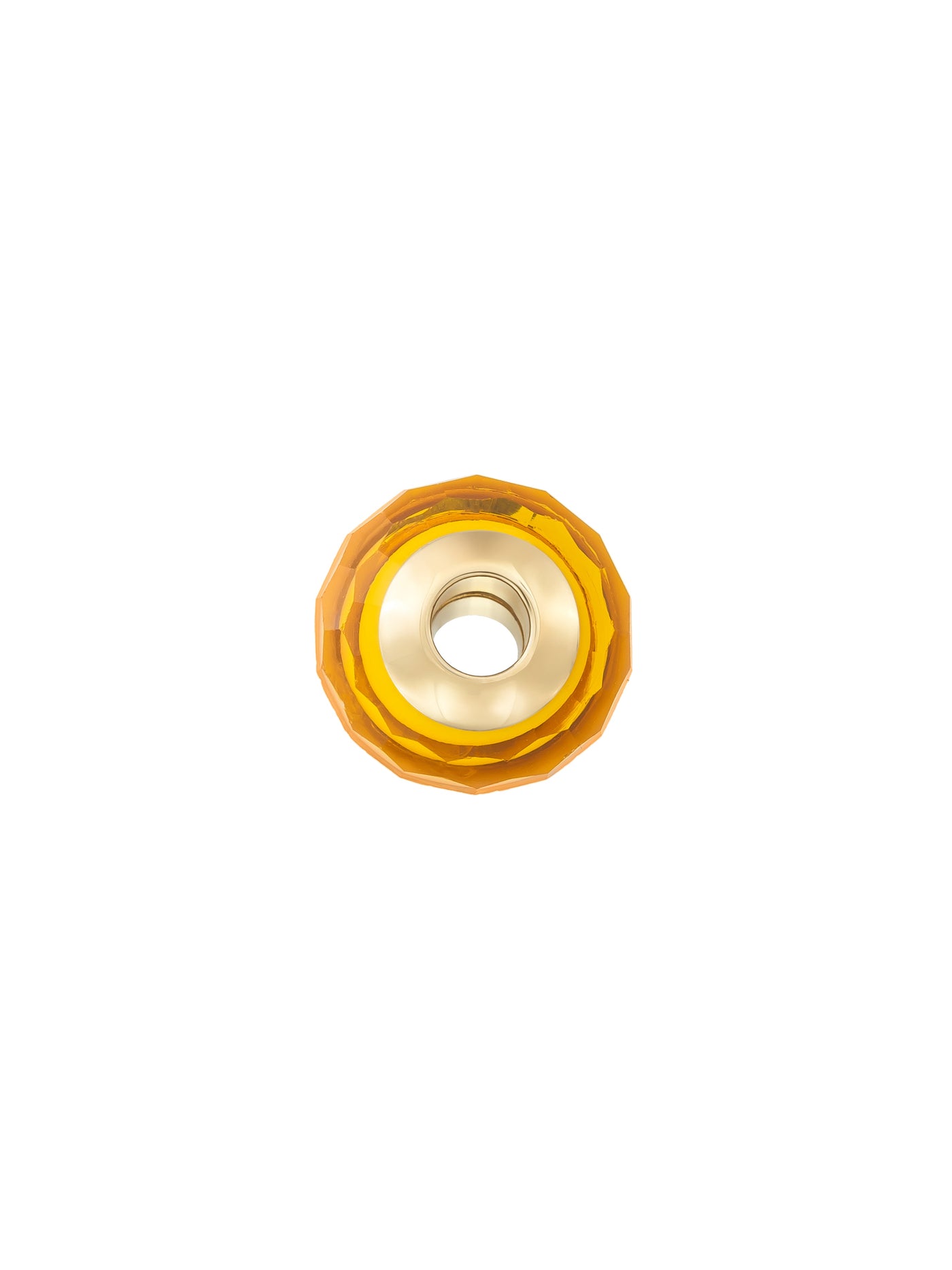Amber Sarısı Faset Kesim 14K Altın Murano Cam Charm - Elef Kuyumculuk