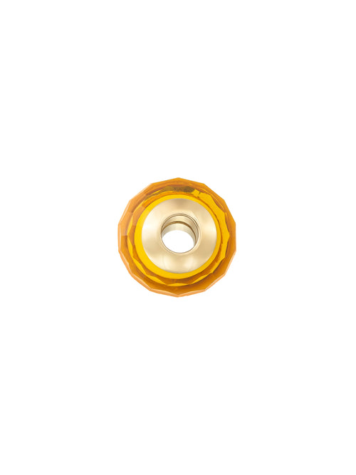 Amber Sarısı Faset Kesim 14K Altın Murano Cam Charm - Elef Kuyumculuk