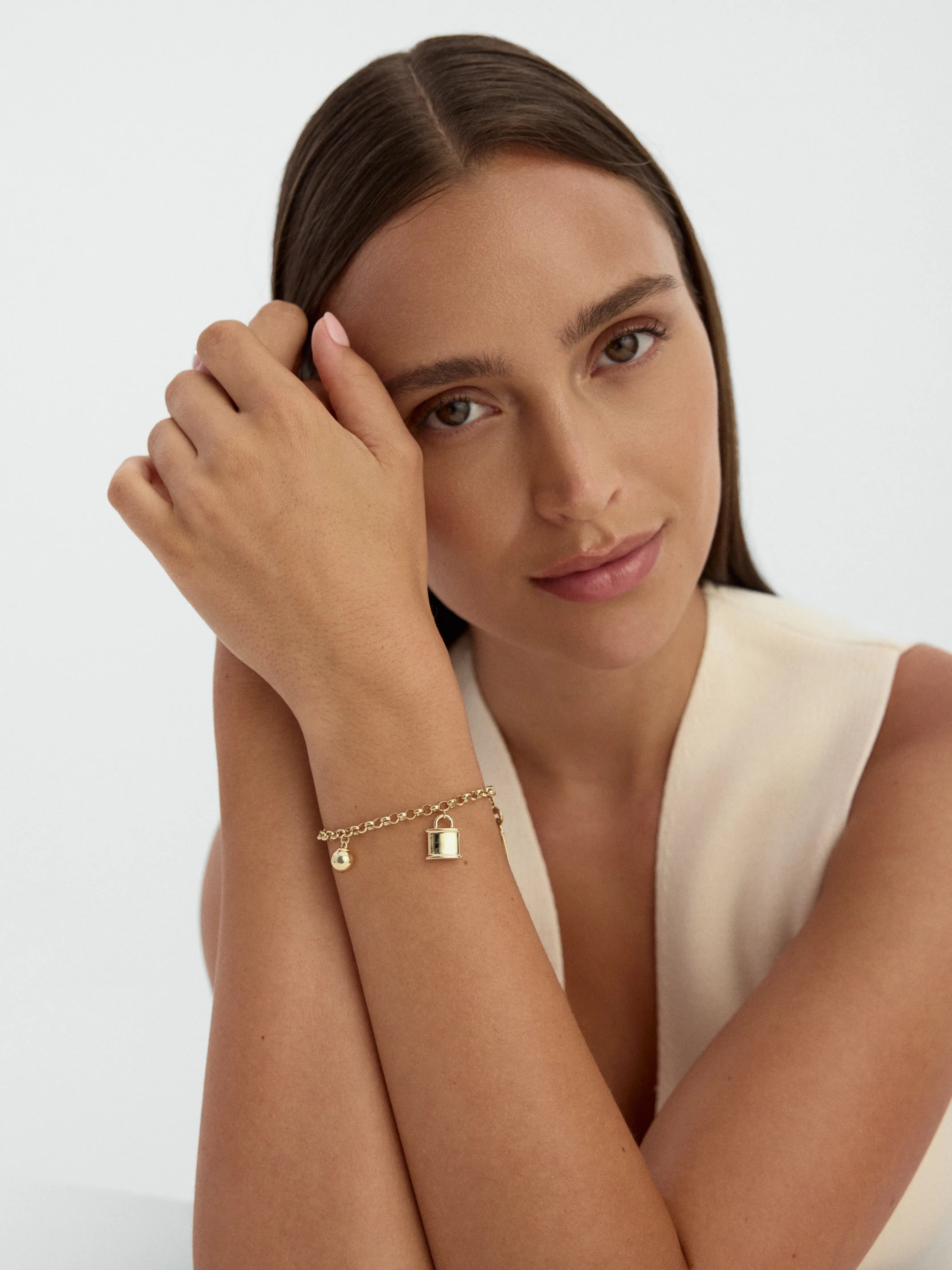 Anahtar & Kalp Charm Detaylı 14K Altın Bileklik - Elef Kuyumculuk