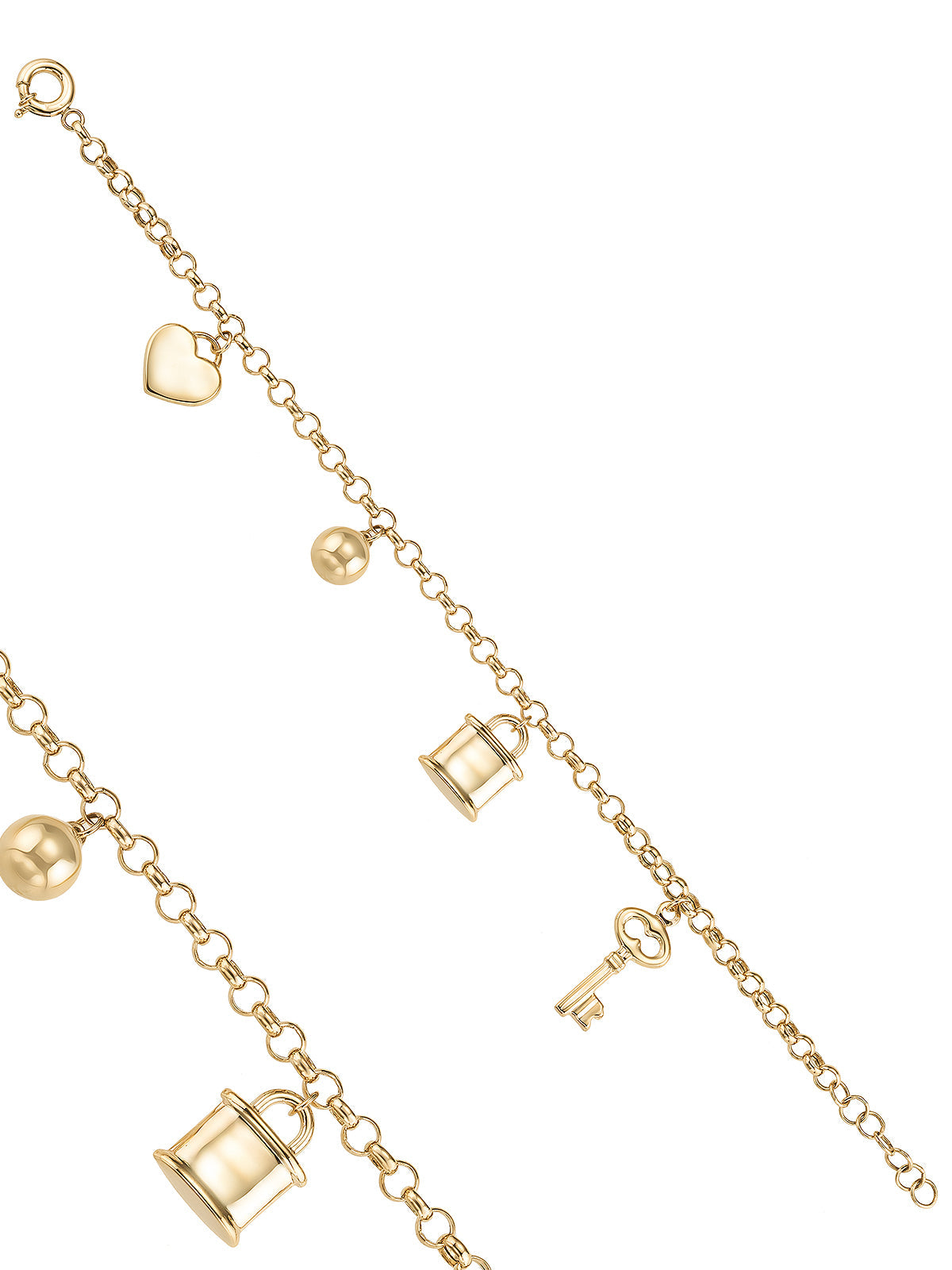 Anahtar & Kalp Charm Detaylı 14K Altın Bileklik - Elef Kuyumculuk