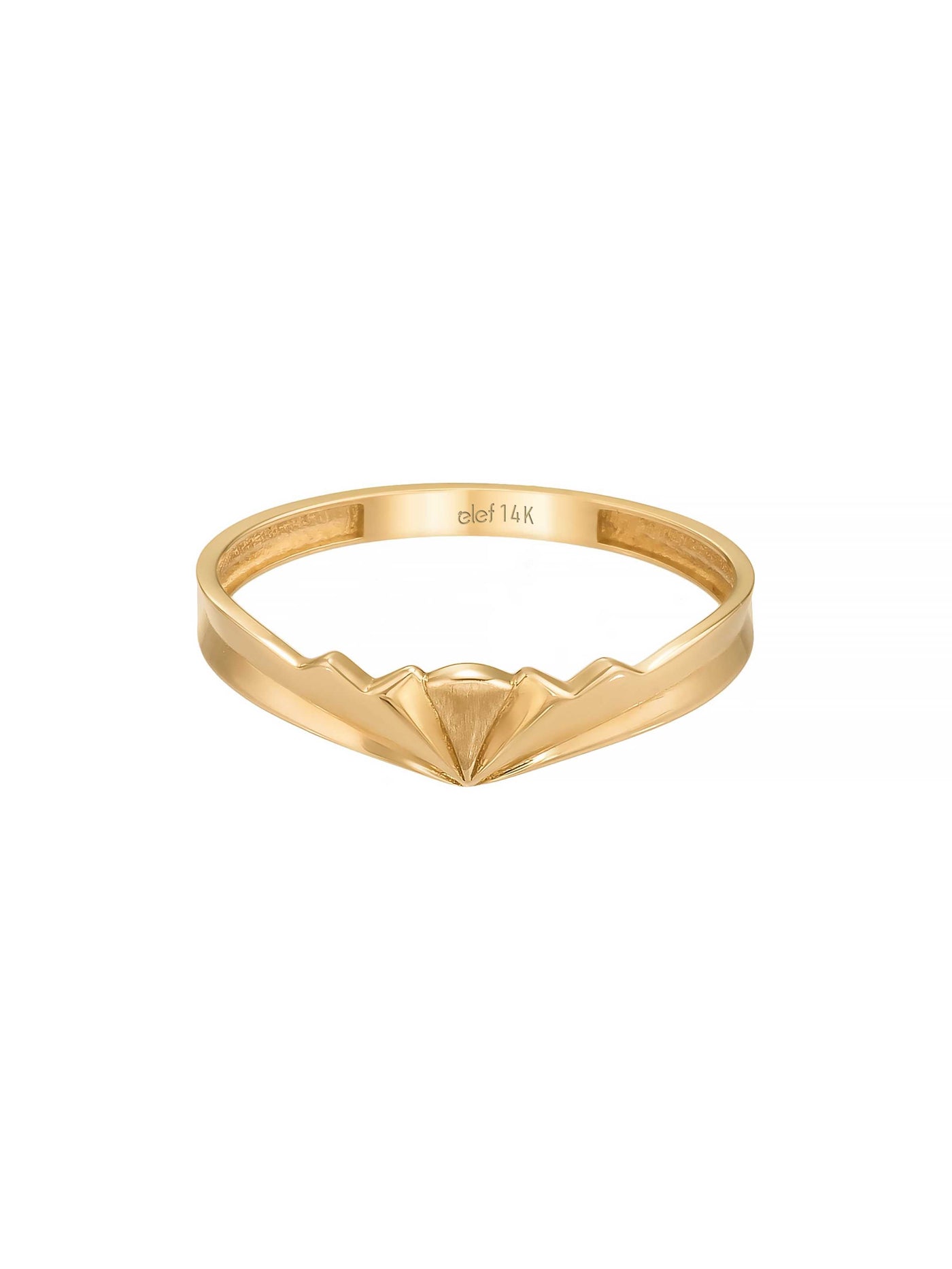 Art Deco Motiflü Minimal 14K Altın Yüzük - Elef Kuyumculuk
