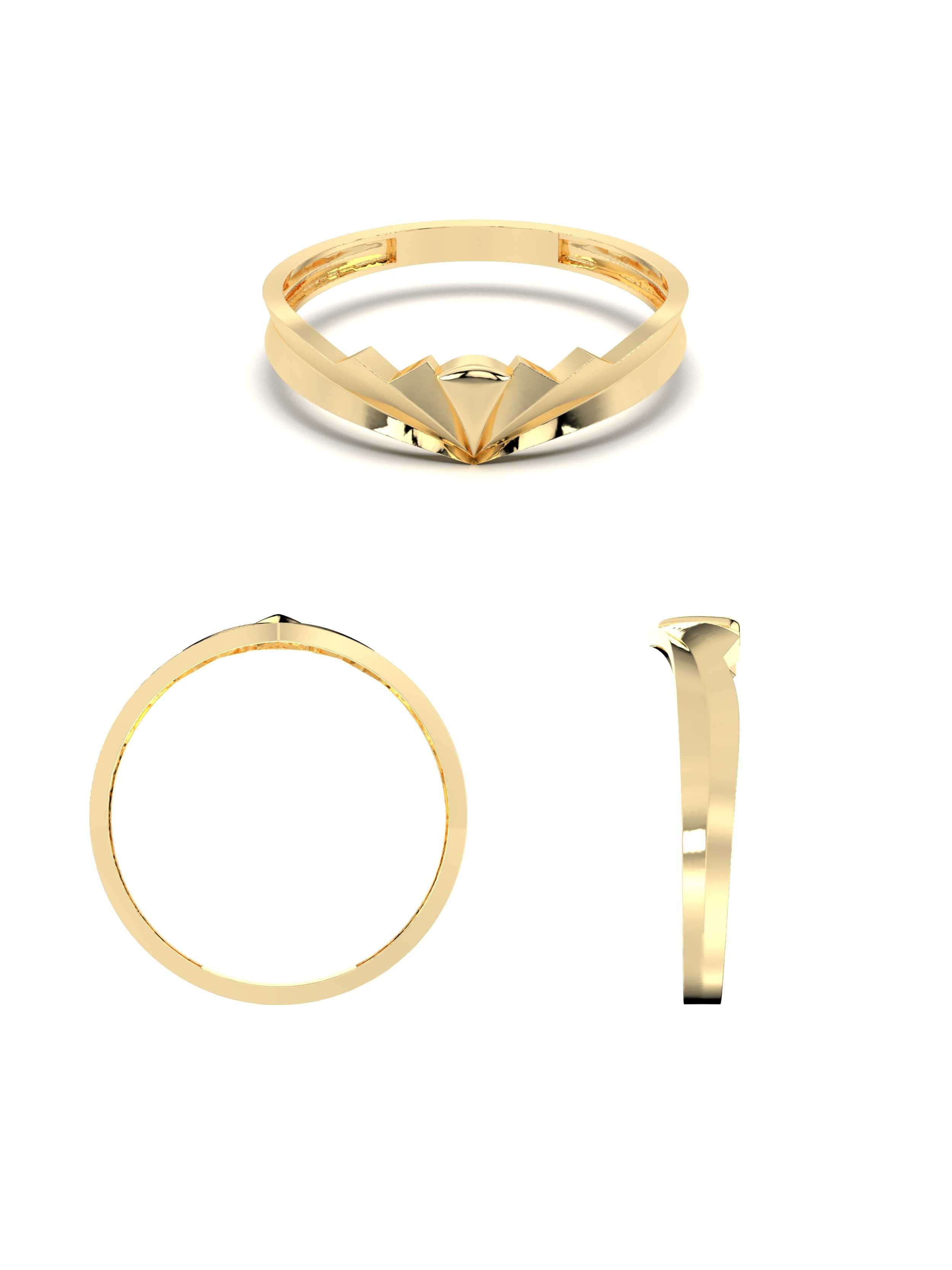 Art Deco Motiflü Minimal 14K Altın Yüzük - Elef Kuyumculuk