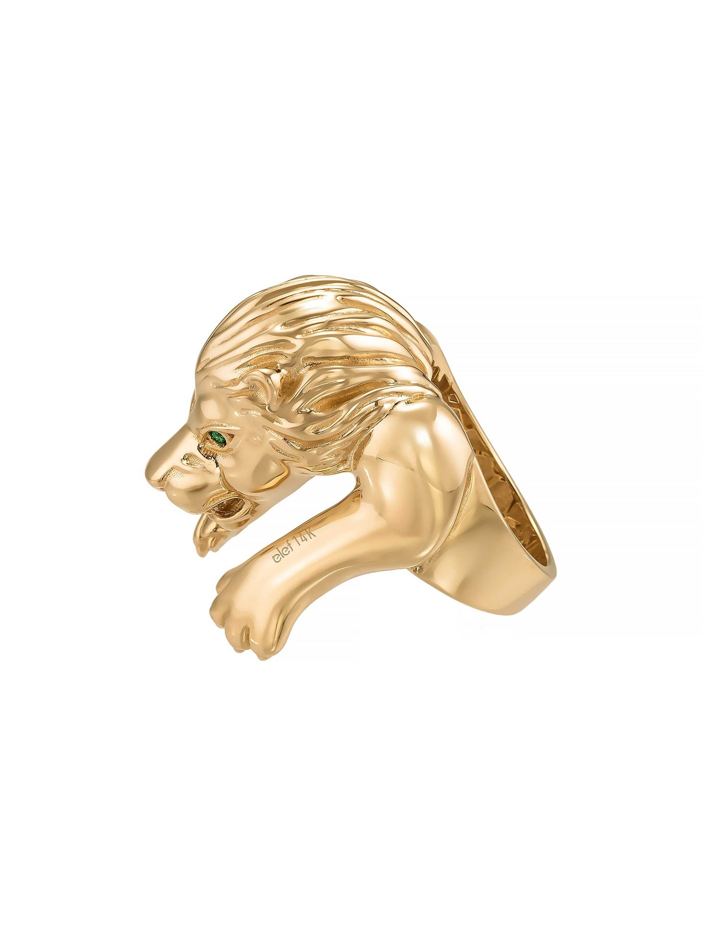 Aslan Figürlü Heykelsi 14K Altın Yüzük - Elef Kuyumculuk