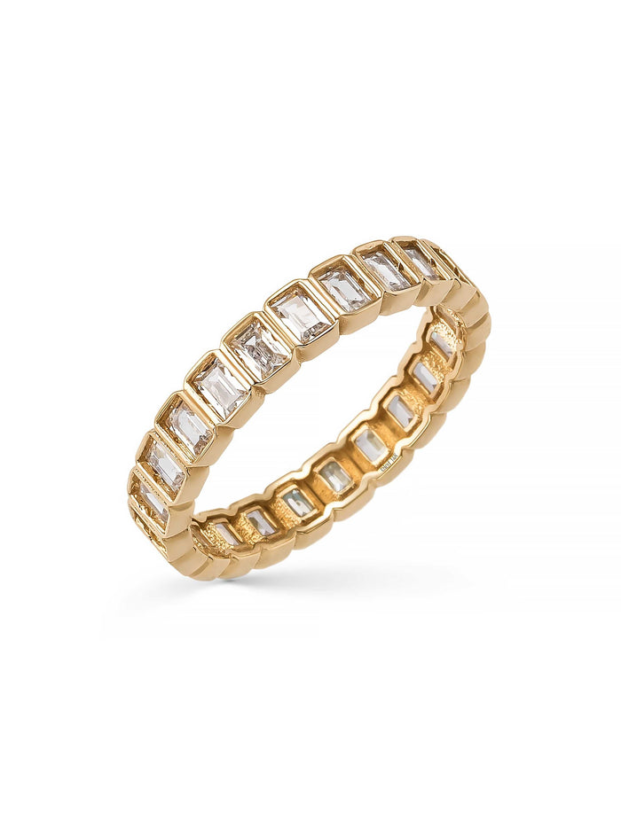 Baget Taşlı Modern Tamtur 14K Altın Yüzük
