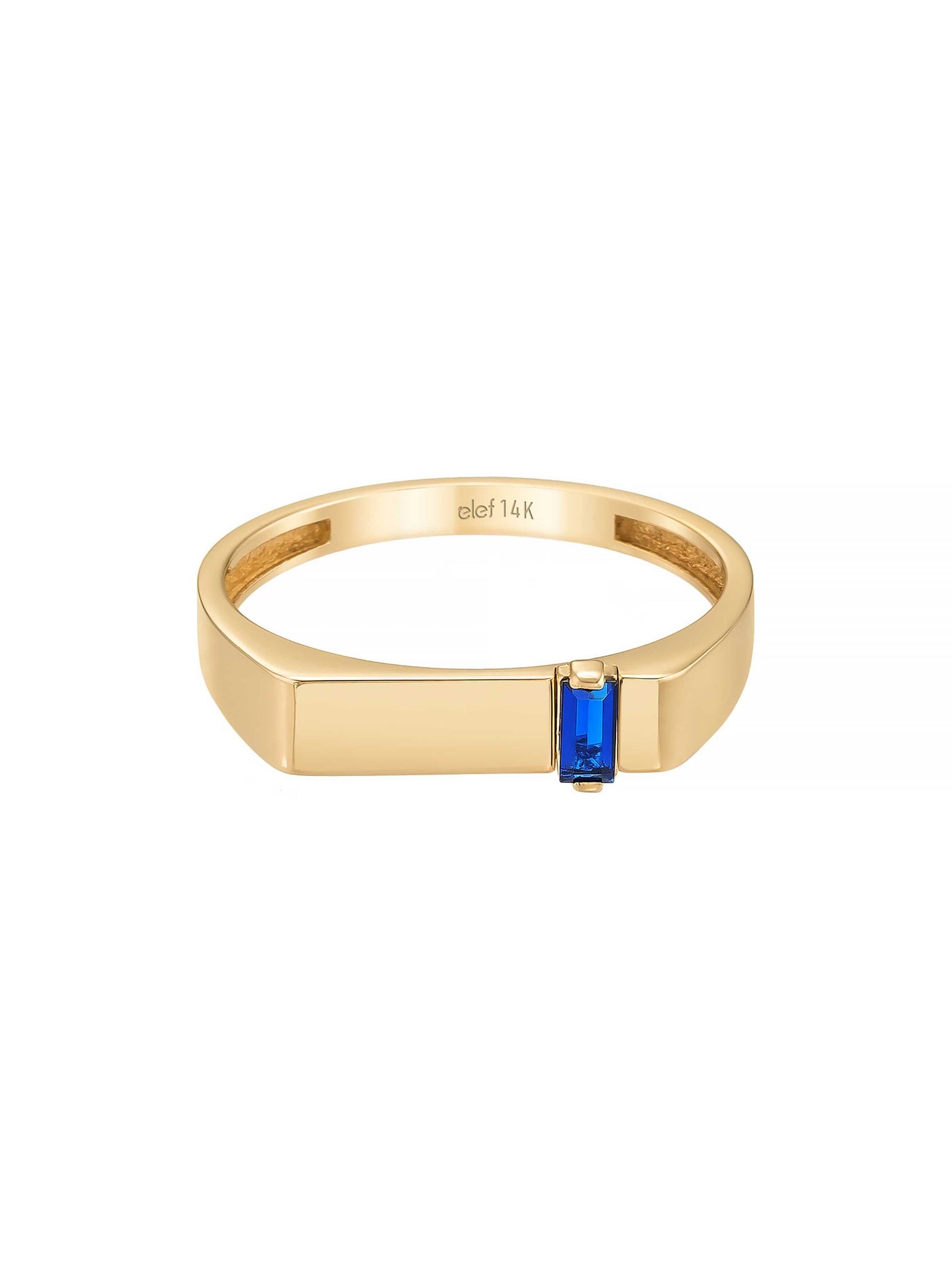 Baget Lacivert Taşlı Modern 14K Altın Yüzük - Elef Kuyumculuk