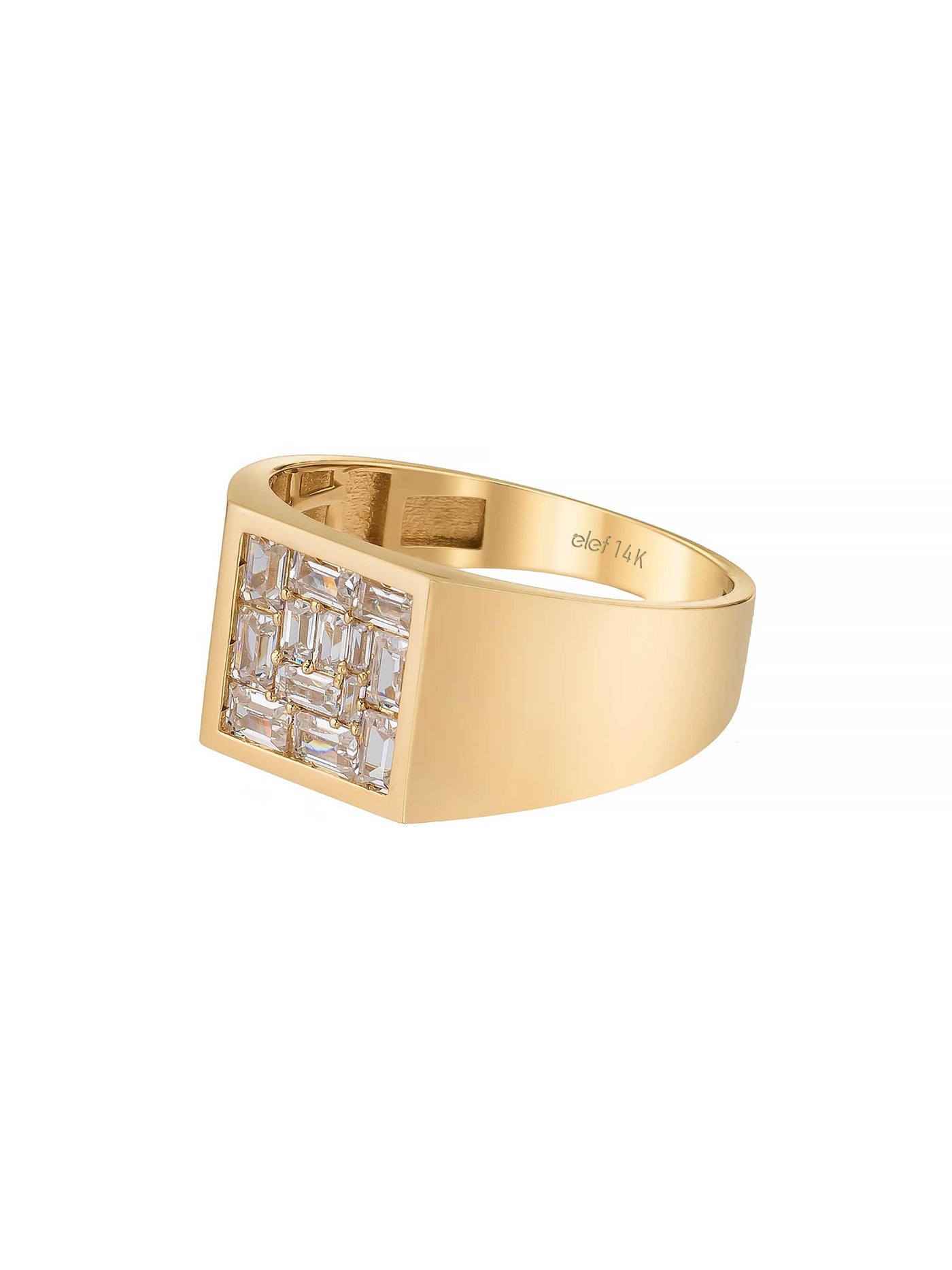 Baget Mozaik Taşlı Modern 14K Altın Yüzük - Elef Kuyumculuk