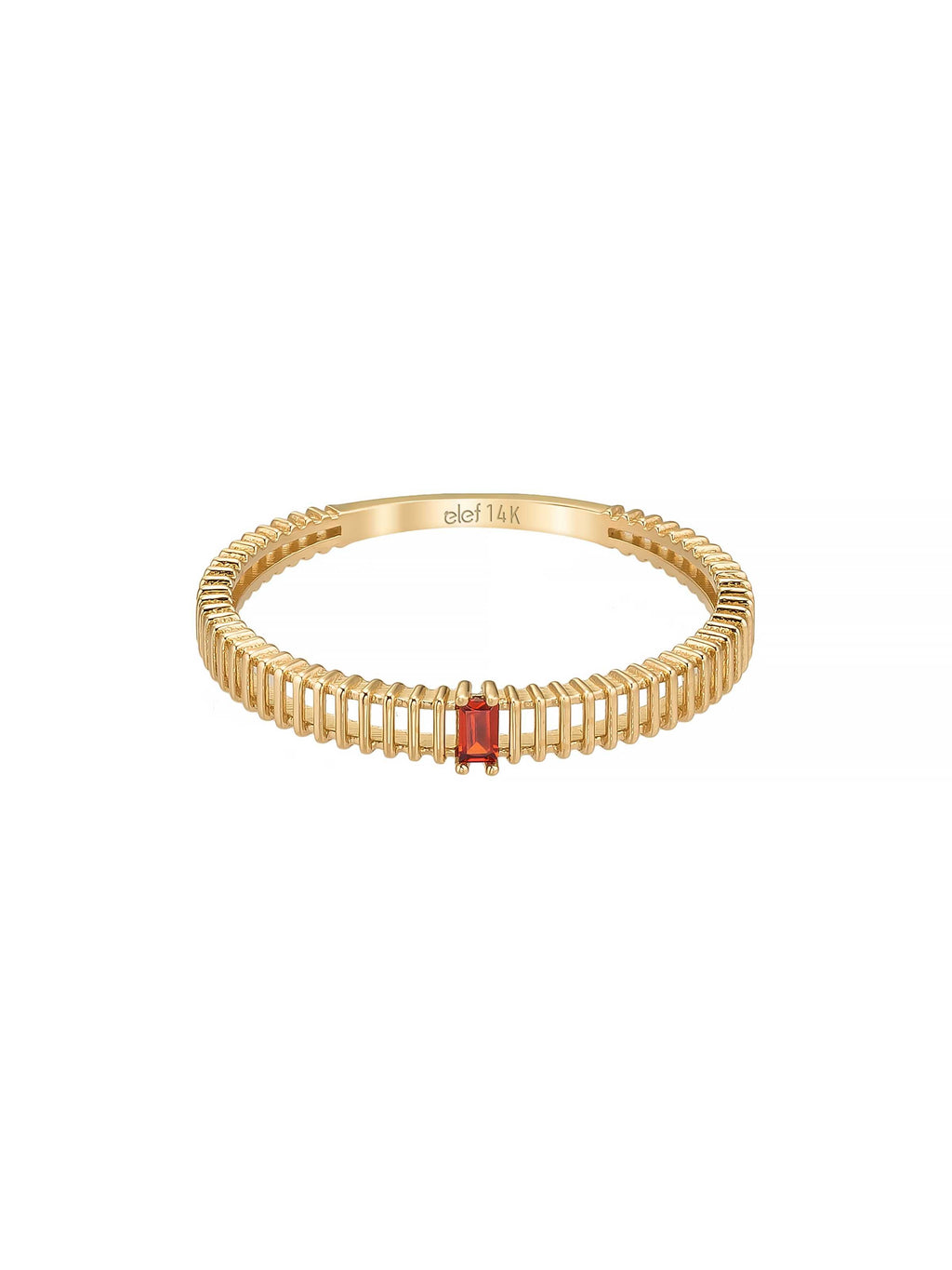 Baget Renkli Taşlı Modern 14K Altın Yüzük - Elef Kuyumculuk