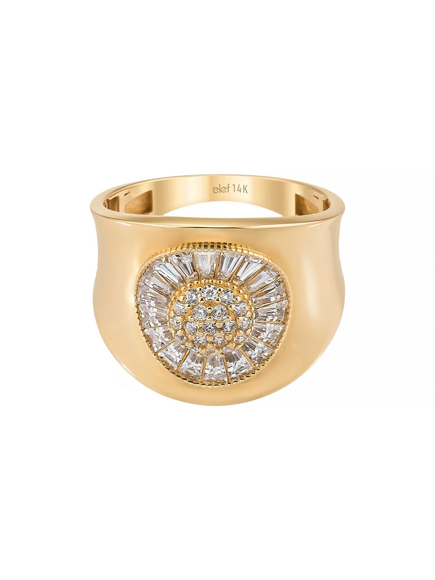Baget Taşlı Geniş Vintage 14K Altın Yüzük - Elef Kuyumculuk