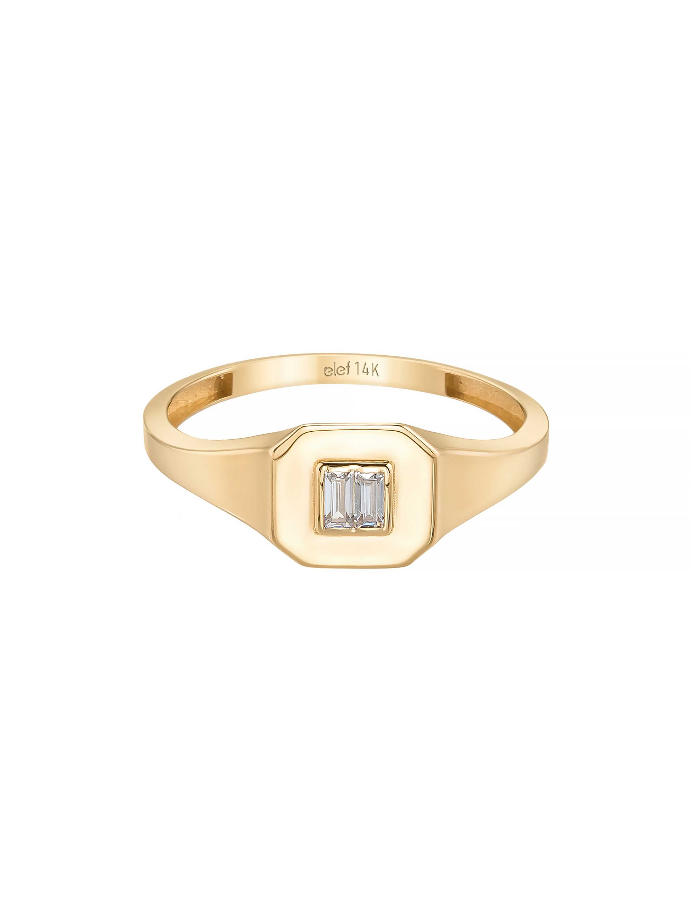 Baget Taşlı Geometrik 14K Altın Yüzük - Elef Kuyumculuk