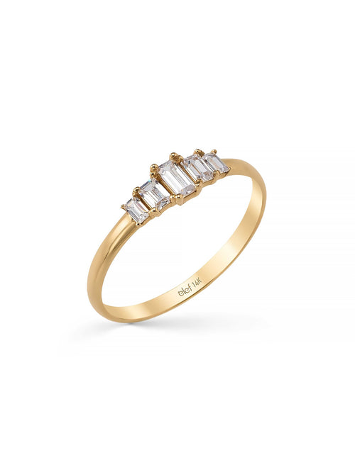 Baget Taşlı Modern 14K Altın Yüzük - Elef Kuyumculuk