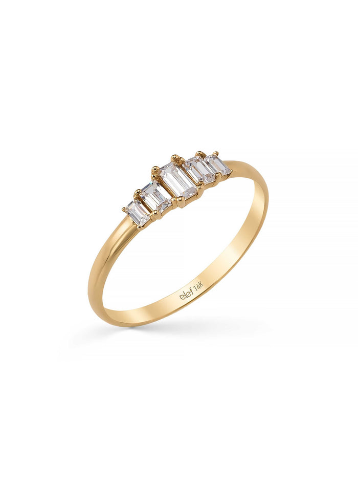 Baget Taşlı Modern 14K Altın Yüzük