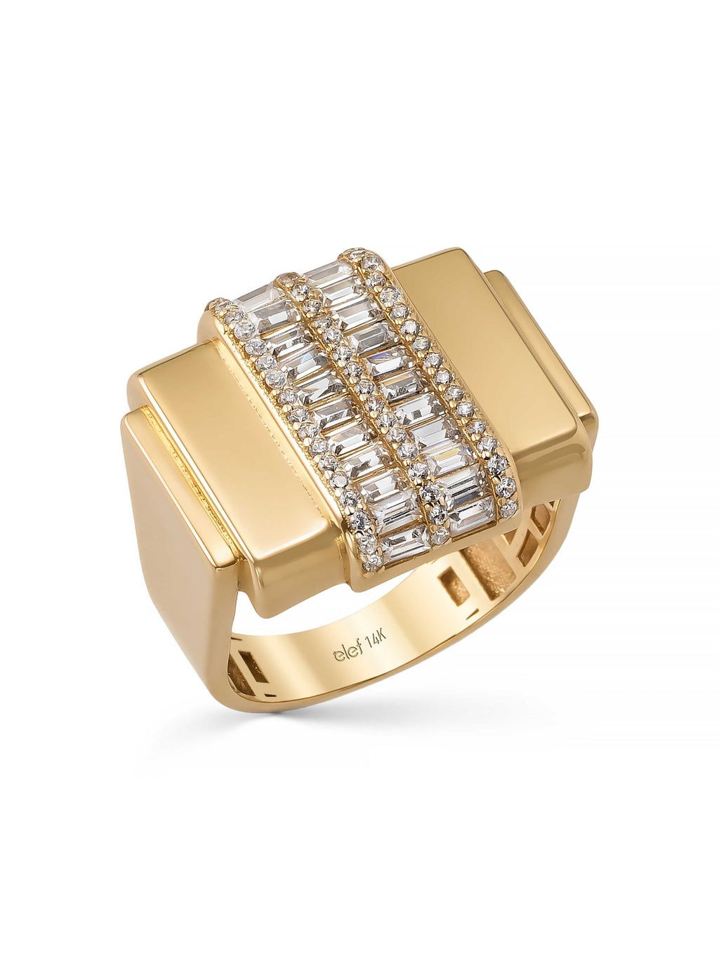 Baget Taşlı Modern 14K Altın Yüzük - Elef Kuyumculuk