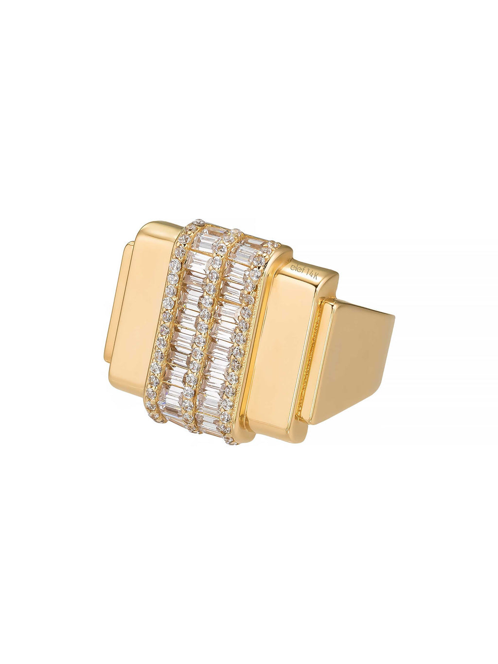 Baget Taşlı Modern 14K Altın Yüzük - Elef Kuyumculuk