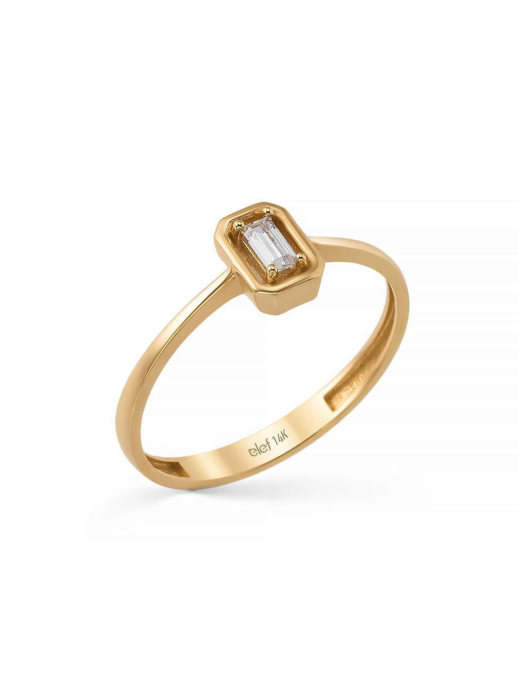 Baget Taşlı Modern Minimal 14K Altın Yüzük - Elef Kuyumculuk