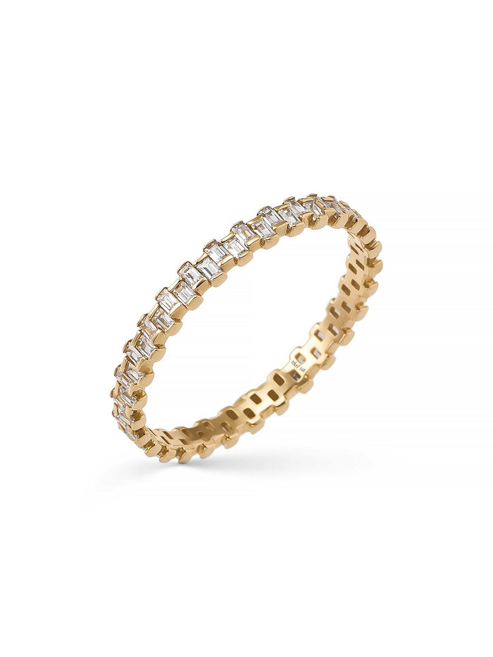 Baget Taşlı Modern Tamtur 14K Altın Yüzük