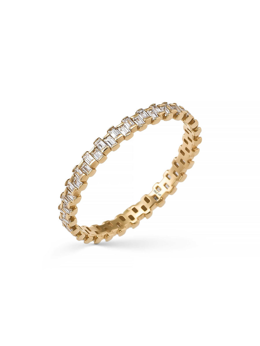 Baget Taşlı Modern Tamtur 14K Altın Yüzük