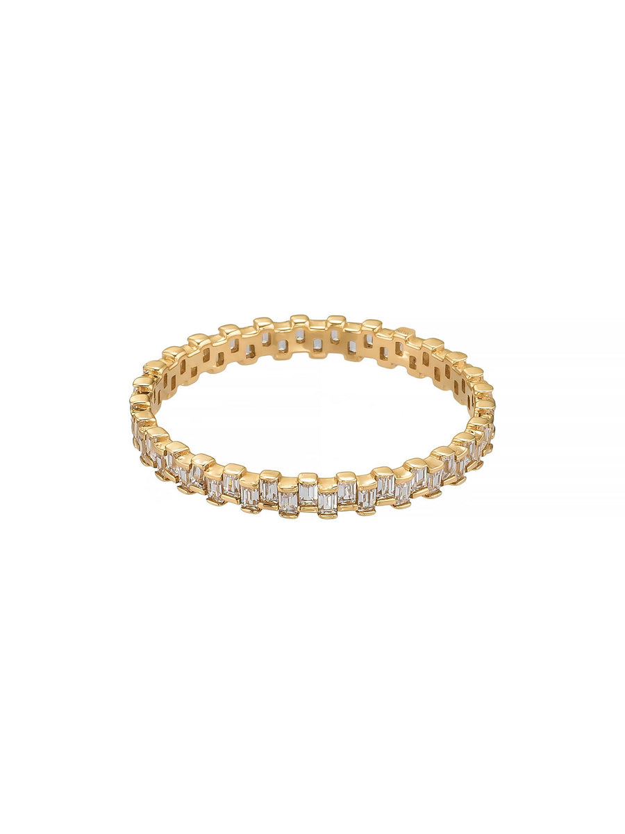Baget Taşlı Modern Tamtur 14K Altın Yüzük