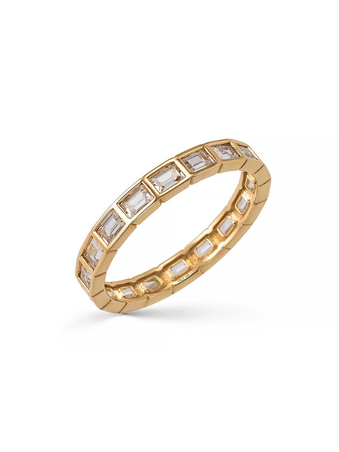 Baget Taşlı Modern Tamtur 14K Altın Yüzük