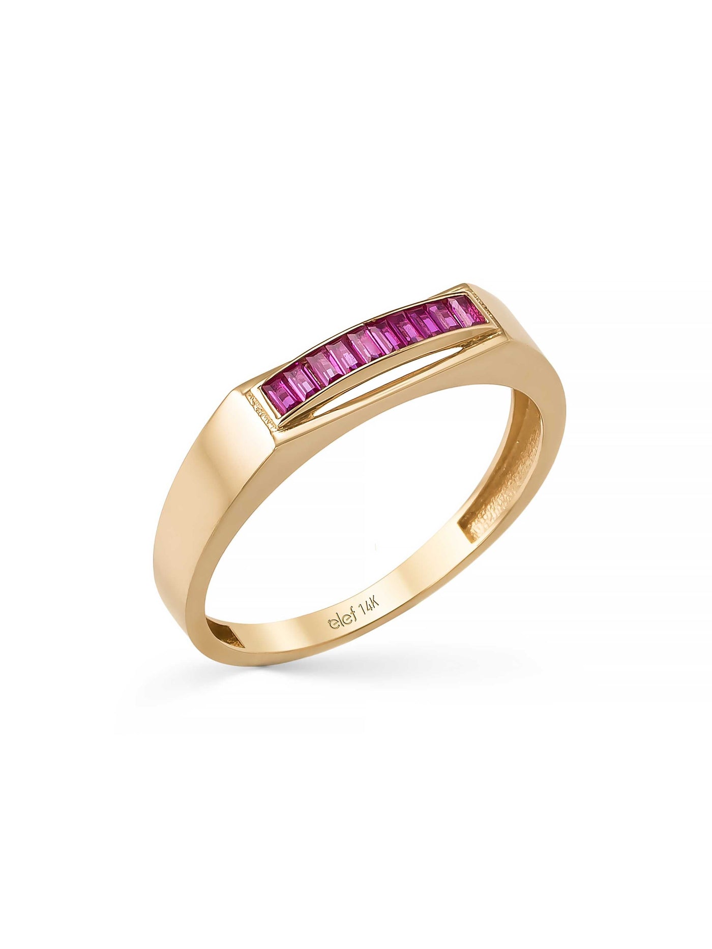 Baget Yakut Rengi Taşlı Modern 14K Altın Yüzük - Elef Kuyumculuk