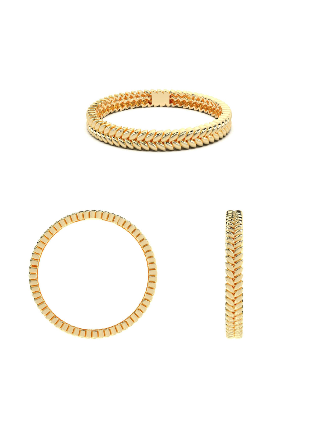 Balıksırtı Motifli Minimal 14K Altın Yüzük - Elef Kuyumculuk