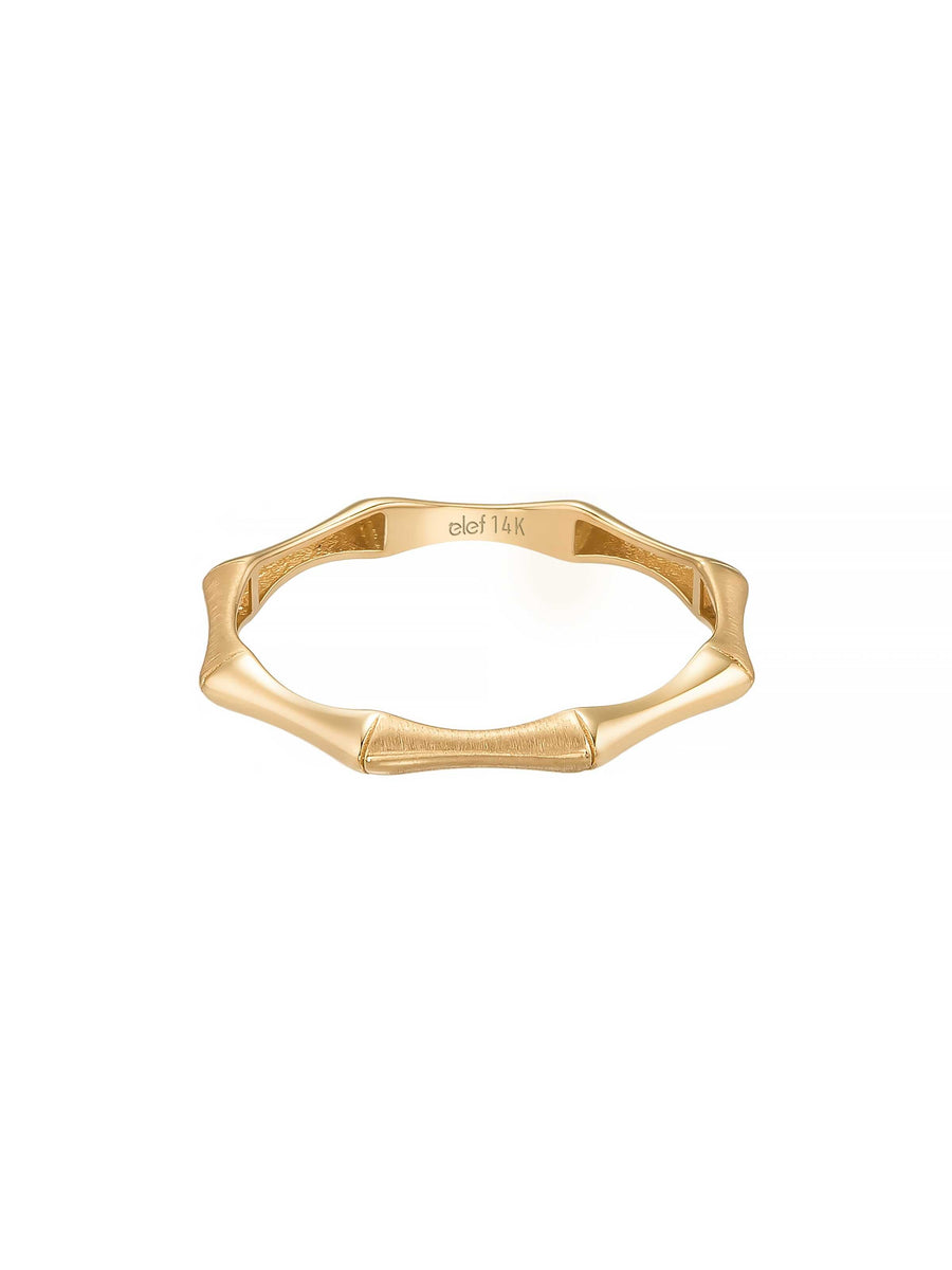 Bambu Formlu Minimal 14K Altın Yüzük