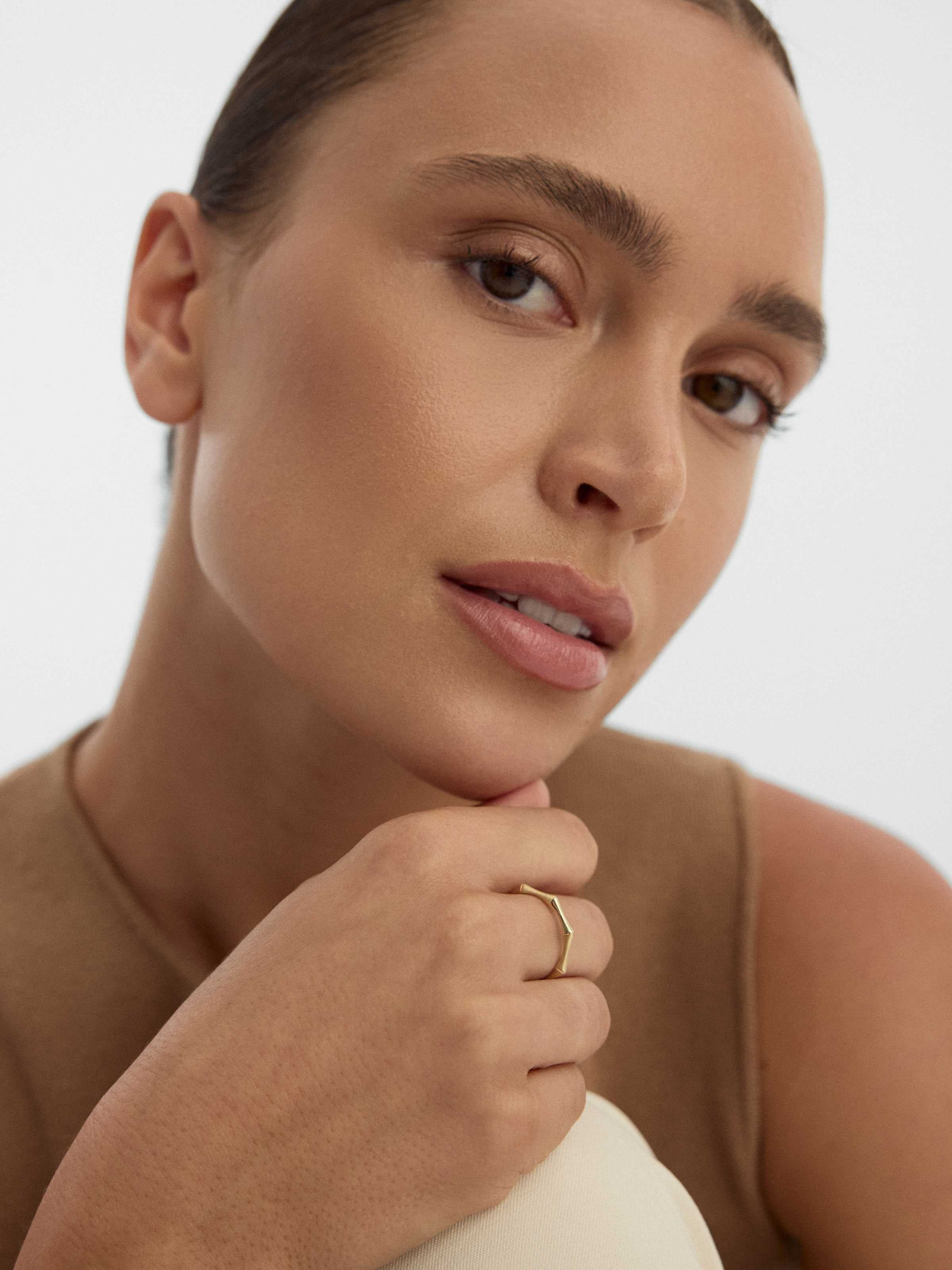 Bambu Formlu Minimal 14K Altın Yüzük - Elef Kuyumculuk