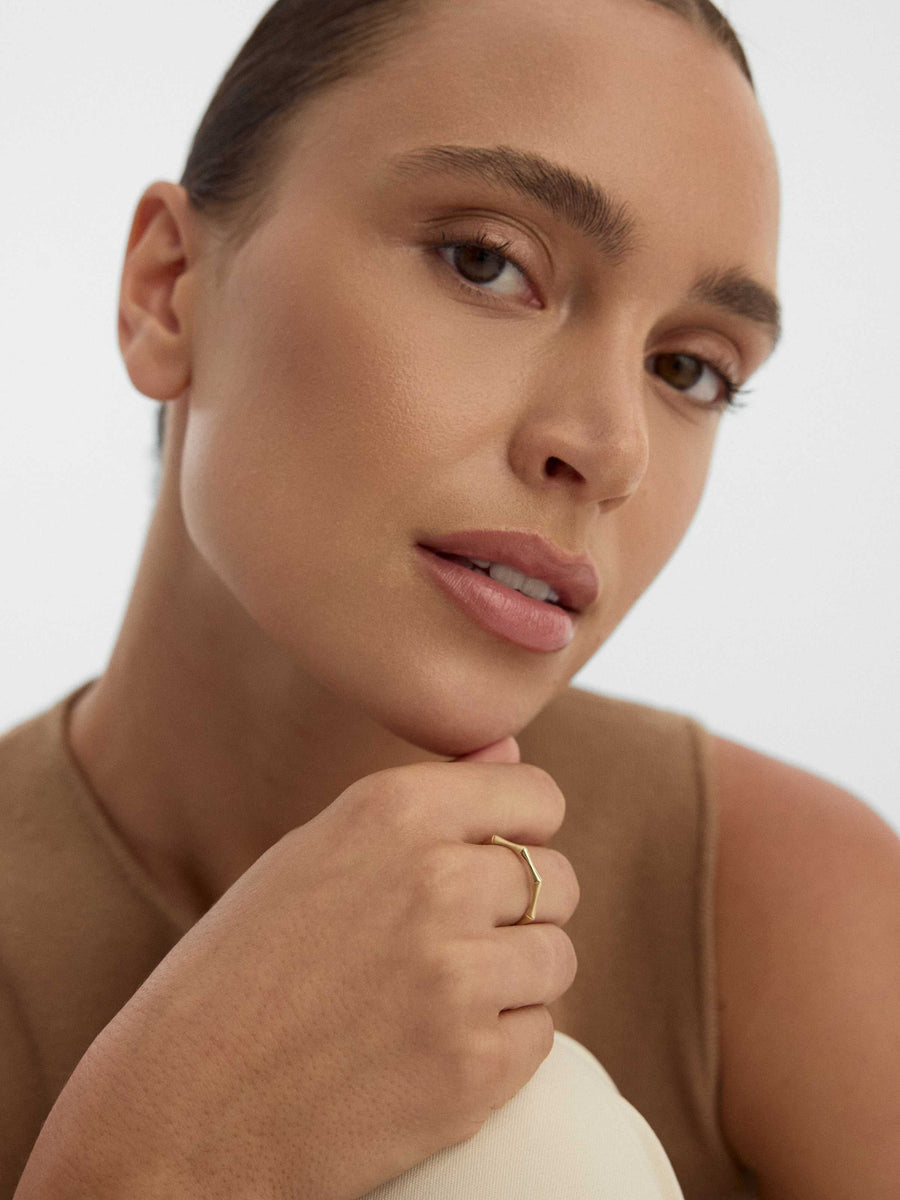 Bambu Formlu Minimal 14K Altın Yüzük