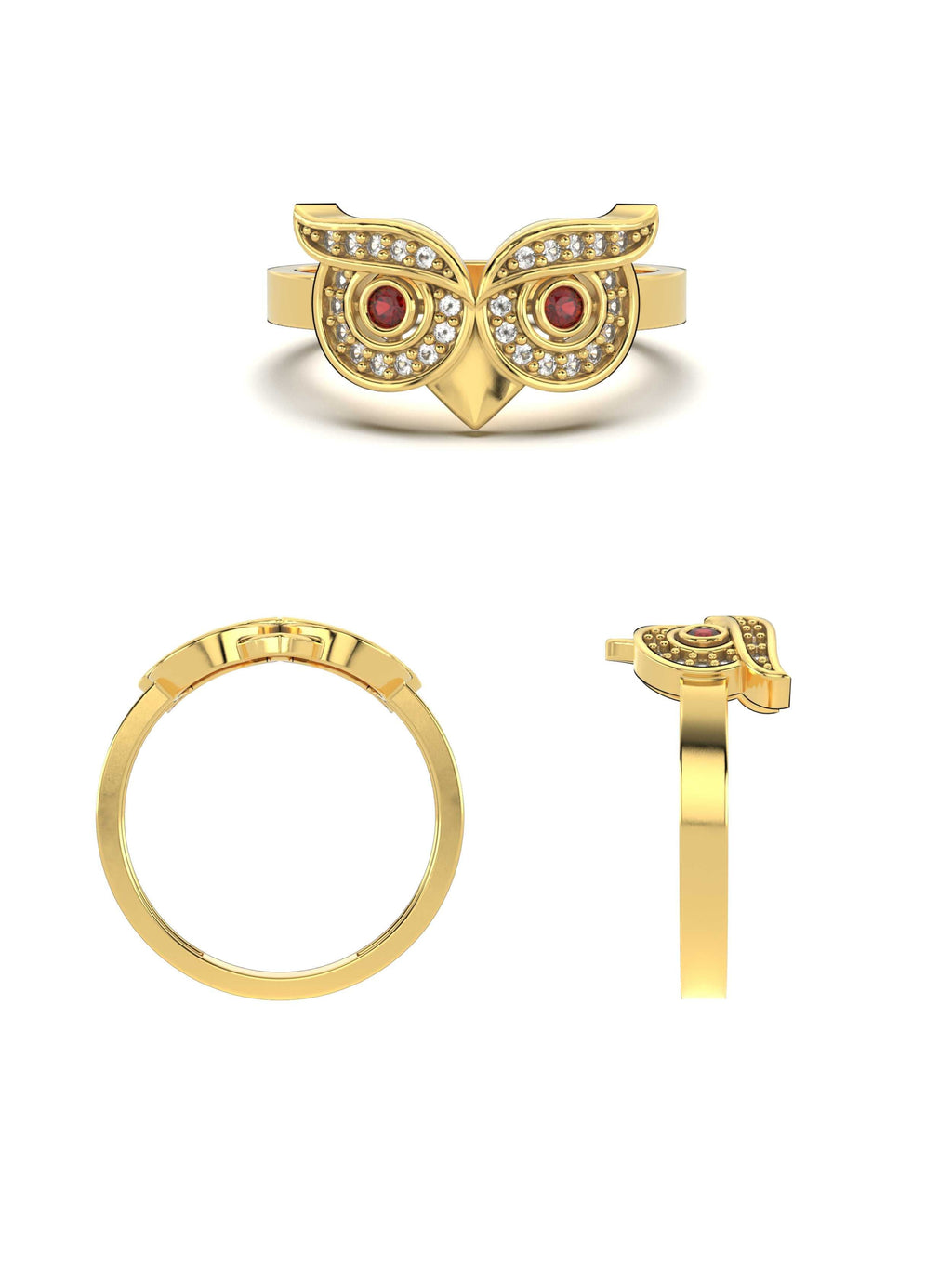 Baykuş Figürlü Vintage 14K Altın Yüzük - Elef Kuyumculuk